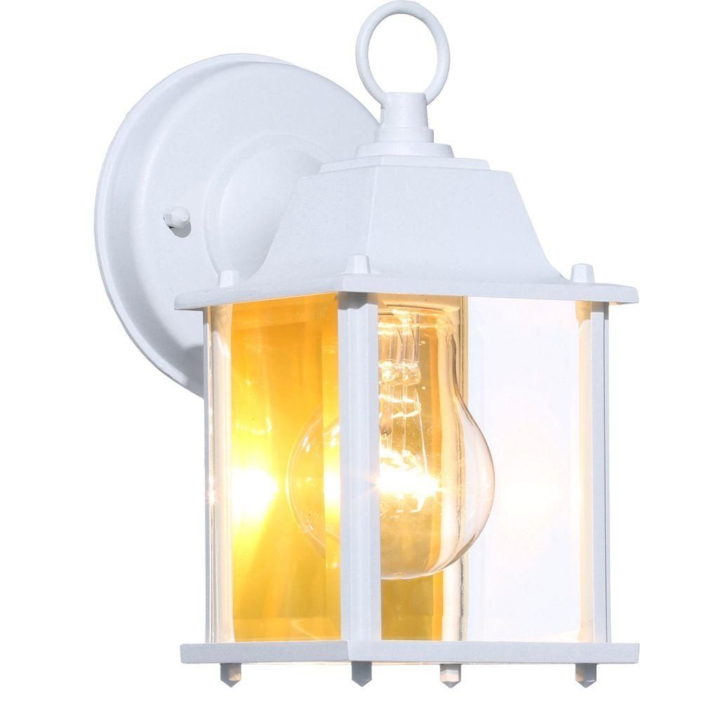 Hampton Bay 1 Light White Outdoor Wall Lantern Bpm1691 Wht – The Intended For Home Depot Outdoor Lanterns (Photo 19 of 20)
