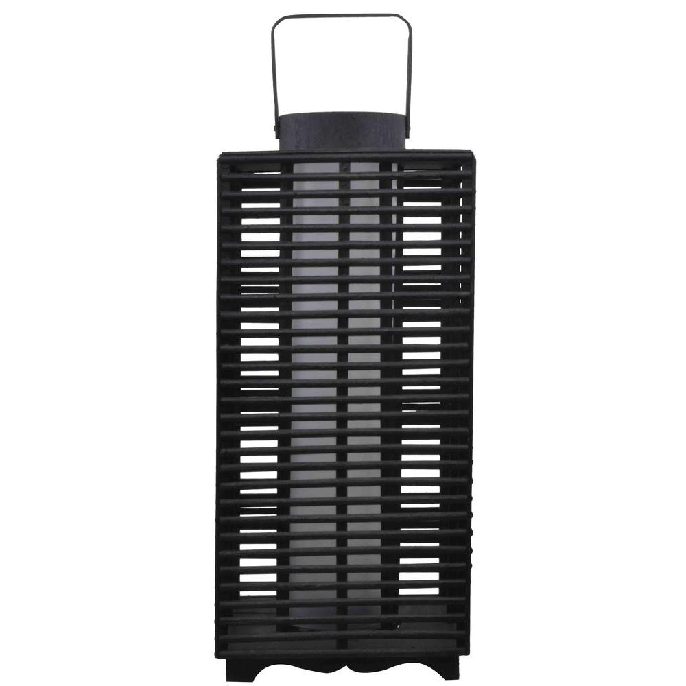 Hampton Bay 18 In. Solar And Battery Powered Black Outdoor In Outdoor Rattan Lanterns (Photo 8 of 20)