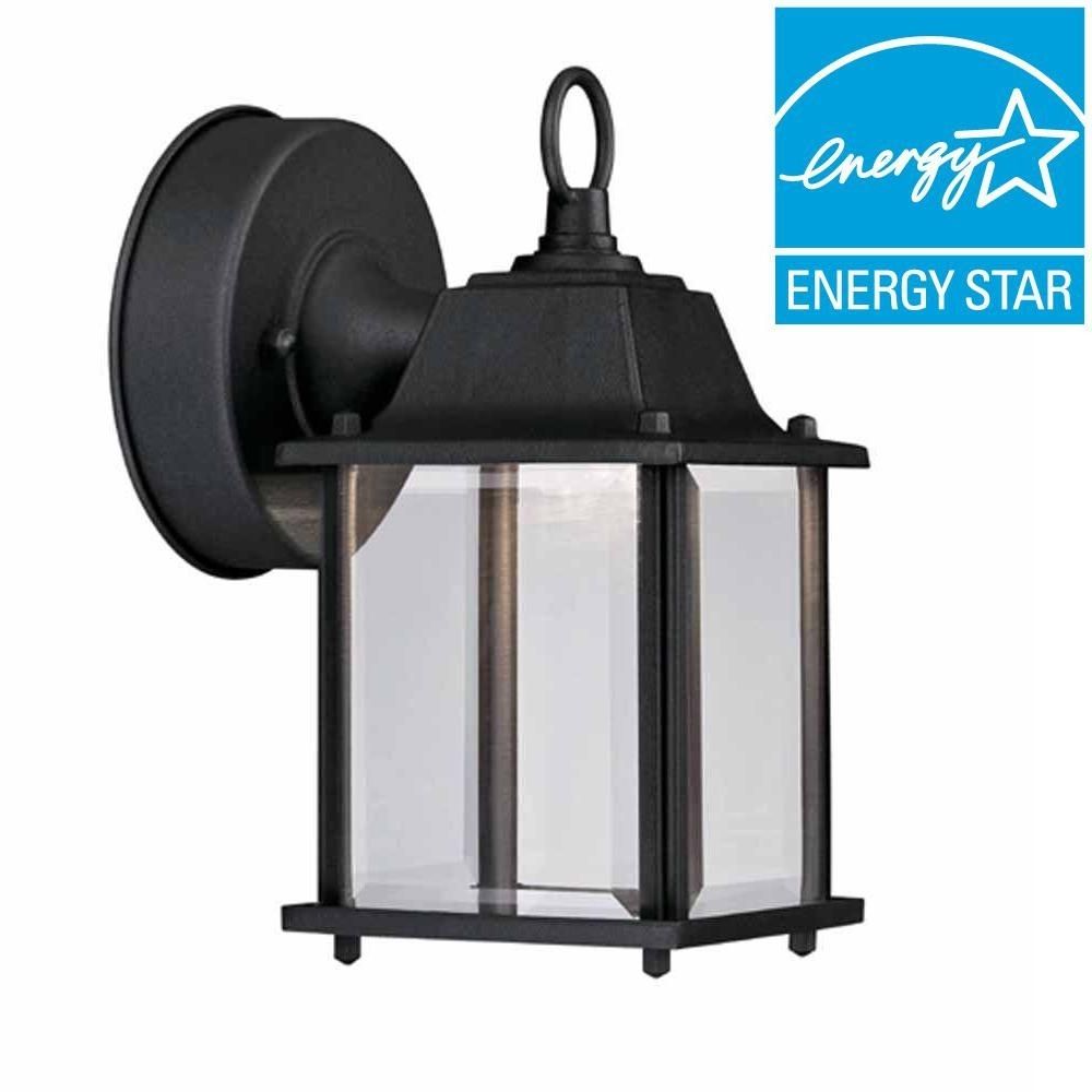 Hampton Bay Black Outdoor Led Wall Lantern Hb7002 05 – The Home Depot Throughout Home Depot Outdoor Lanterns (View 20 of 20)
