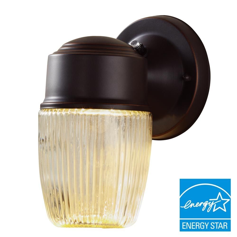 Hampton Bay Dusk To Dawn Oil Rubbed Bronze Led Outdoor Wall Lantern Pertaining To Led Outdoor Lanterns (View 10 of 20)
