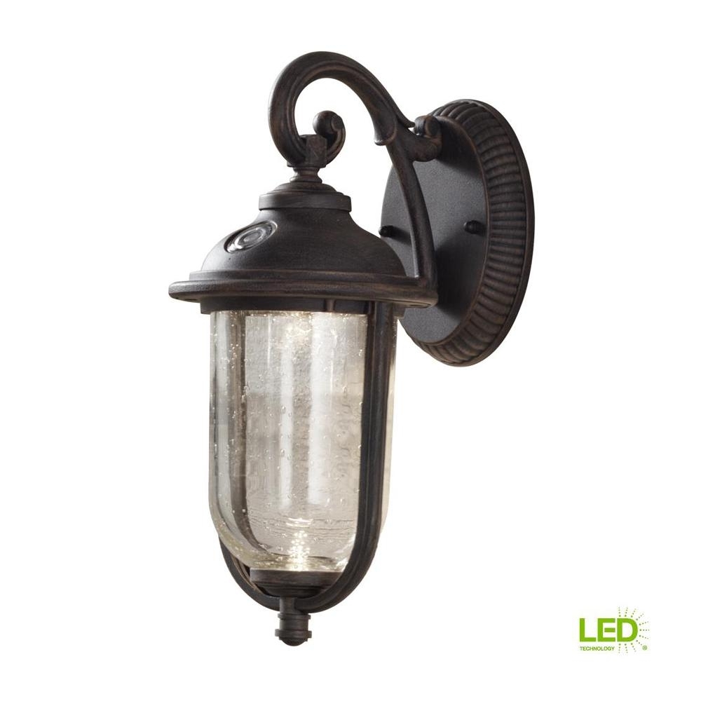 Hampton Bay Perdido Rustic Bronze Outdoor Integrated Led 6 In. Wall Pertaining To Outdoor Lanterns With Photocell (Photo 1 of 20)