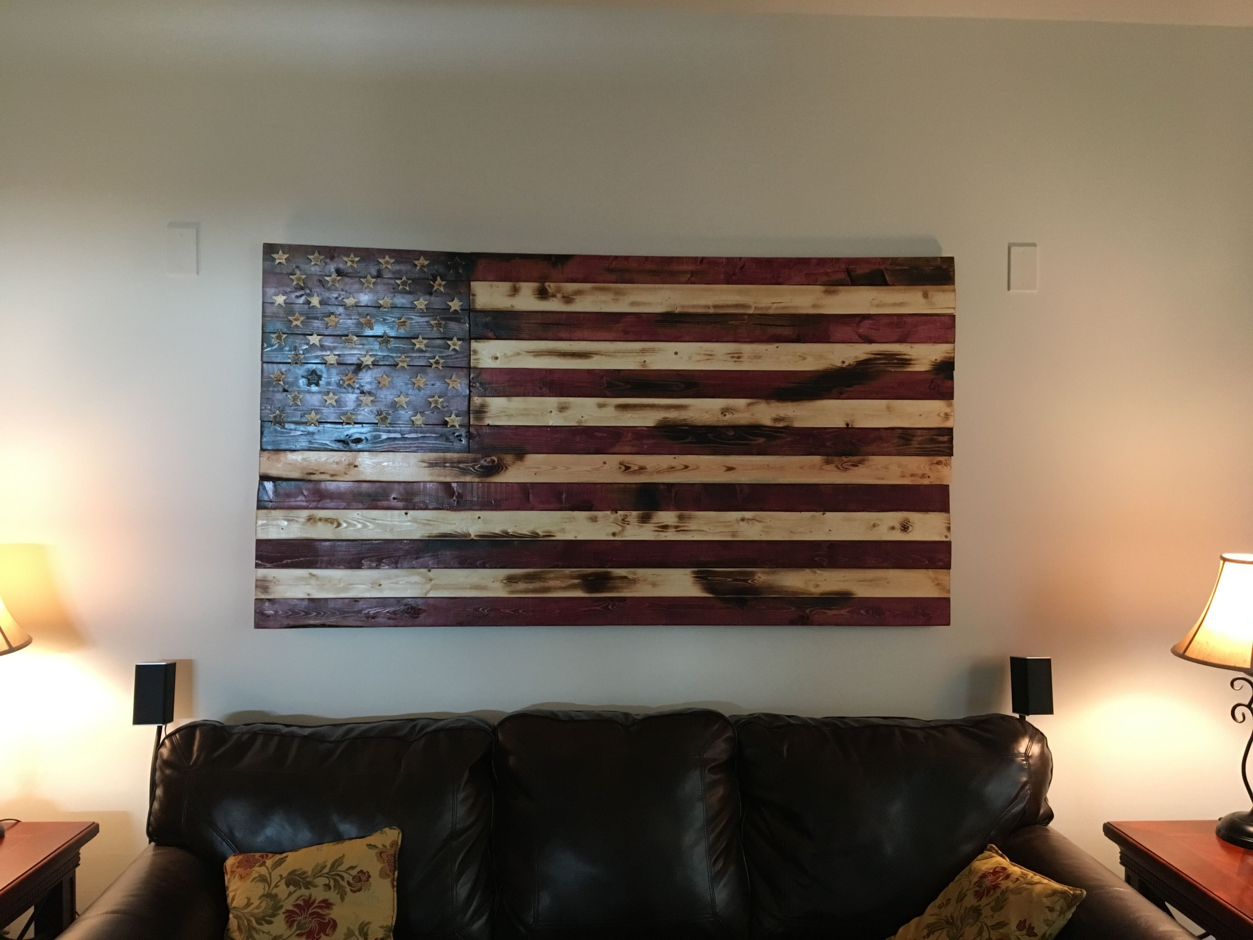 Hand Crafted Rustic American Flag Wall Arto&e Woodworks With American Flag Wall Art (View 2 of 20)