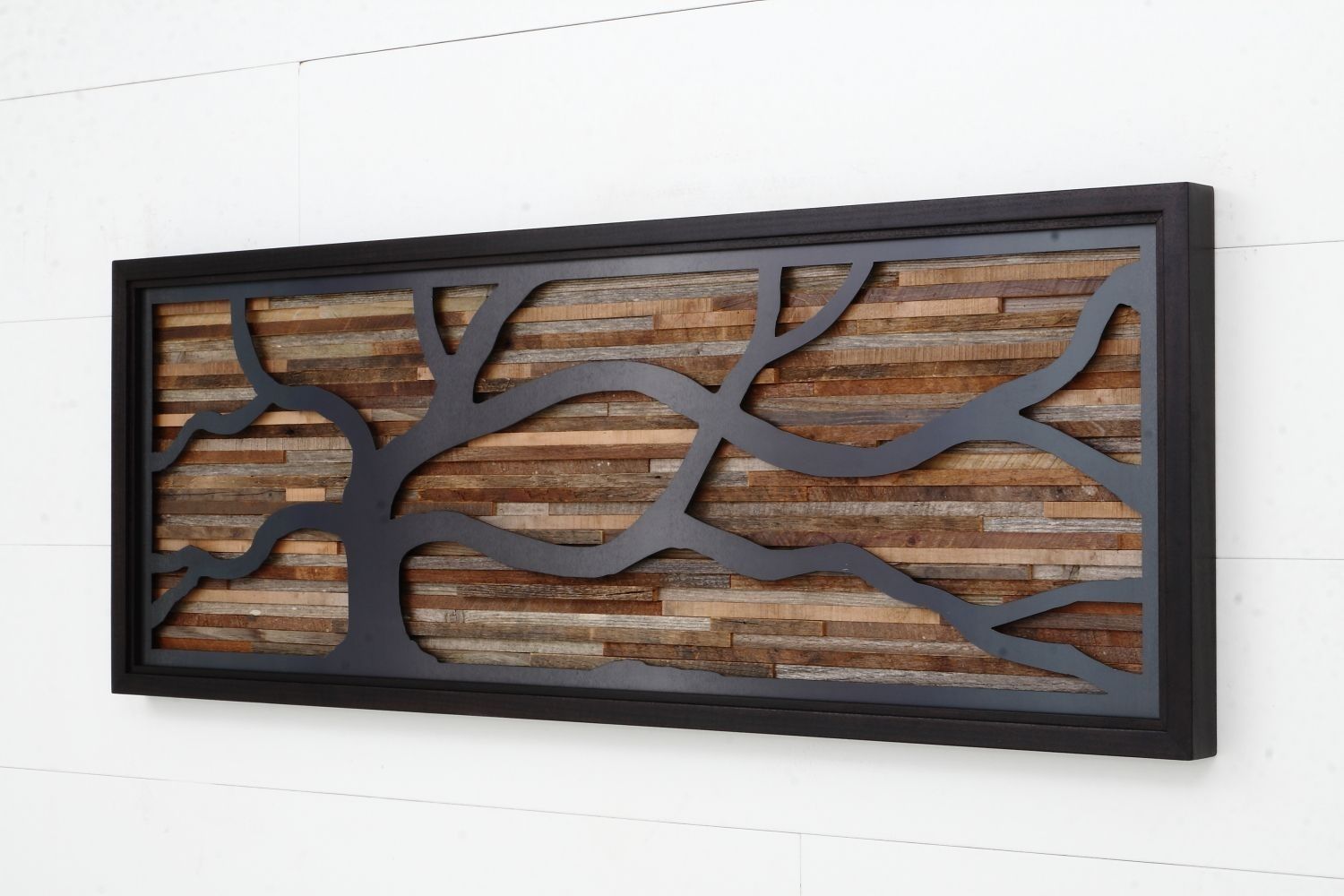 Hand Crafted Wood Wall Art Made Of Old Barnwood And Natural Black In Wood Art Wall (View 9 of 20)