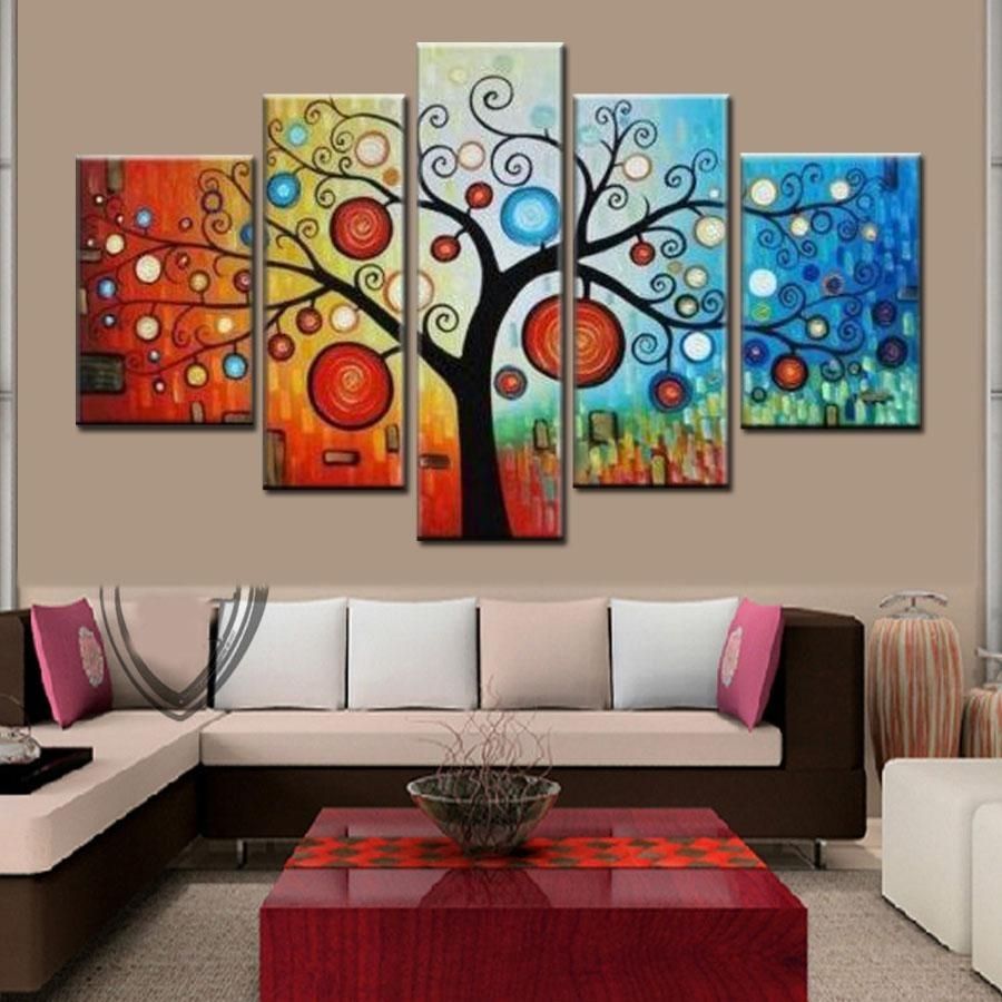 Hand Painted Modern Abstract Apple Tree Oil Painting On Canvas Large Inside Wall Art (View 9 of 20)
