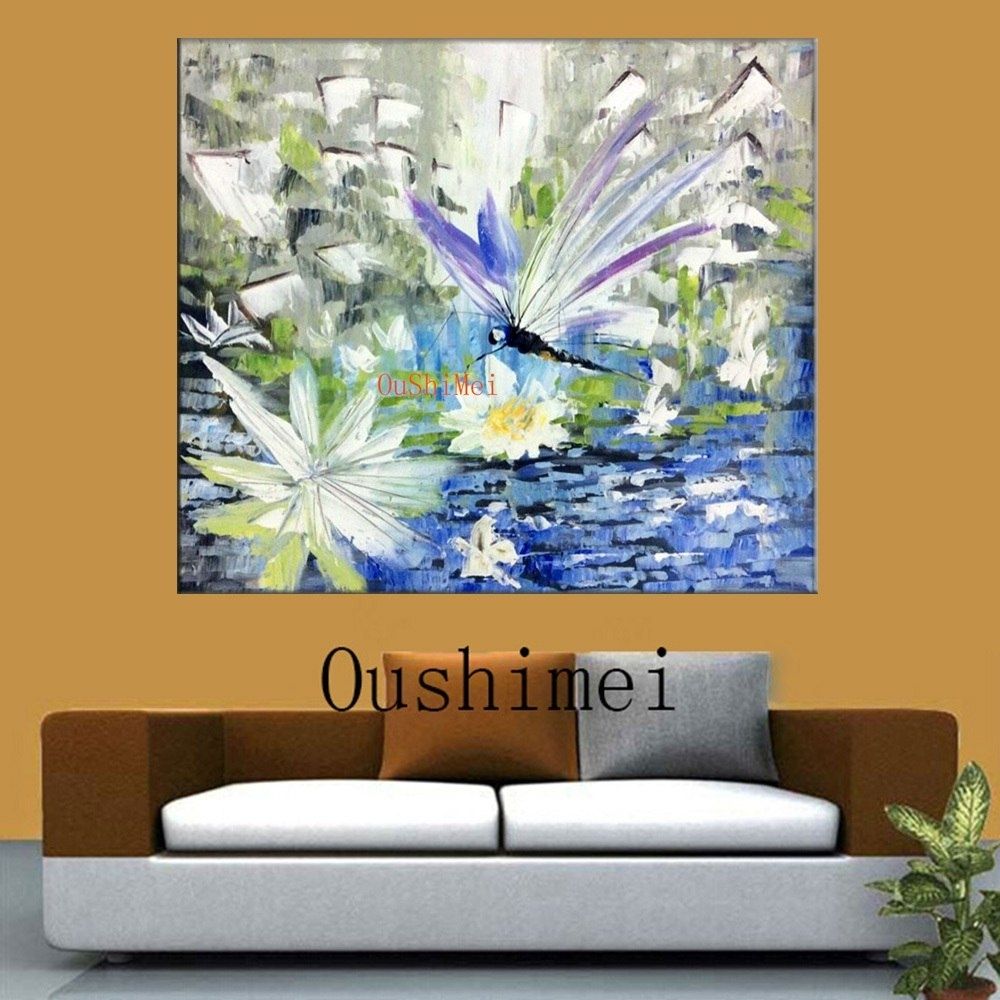 Handmade Dragonfly Paintings Big Size Abstract Animals Picture With Regard To Dragonfly Painting Wall Art (View 10 of 20)