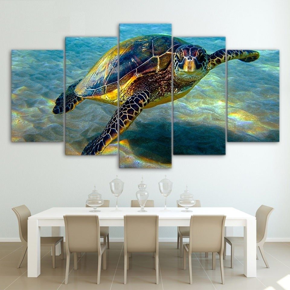 Hd Printed 5 Piece Wall Art Canvas Deep Ocean Turtles Canvas Regarding Sea Turtle Canvas Wall Art (Photo 2 of 20)