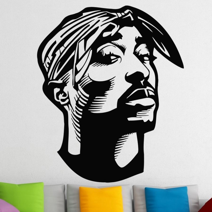 Hip Hop Tupac Shakur Wall Stickers For Kids Boys Rooms 2pac Vinyl In Hip Hop Wall Art (View 20 of 20)