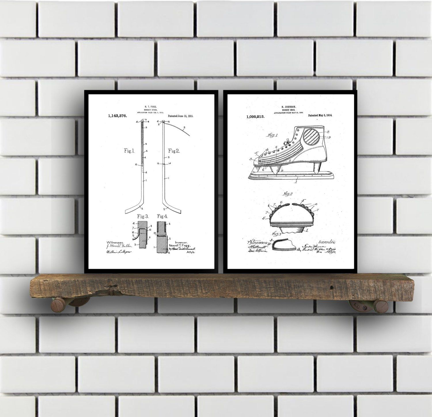 Hockey Patents Set Of 2 Prints, Hockey Prints, Hockey Posters With Regard To Hockey Wall Art (Photo 11 of 20)