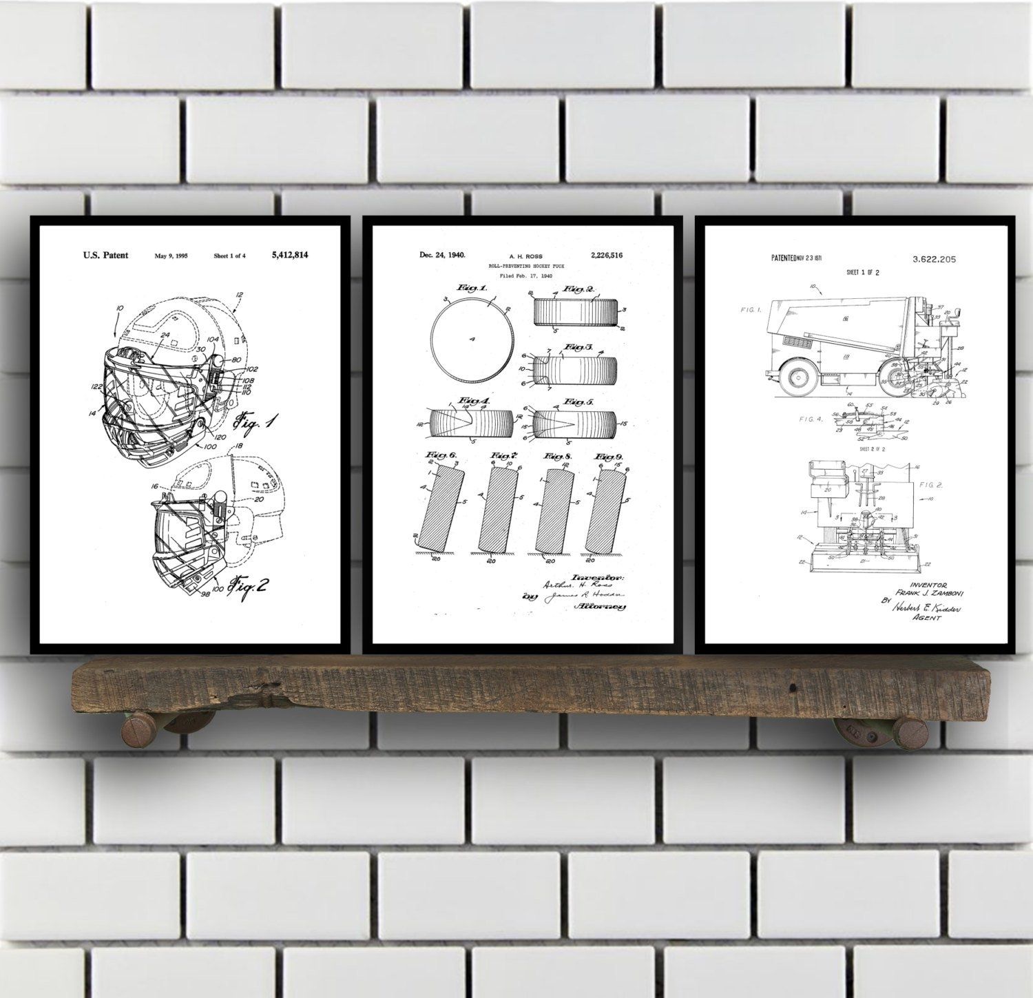 Hockey Patents Set Of 2 Prints, Hockey Prints, Hockey Posters With Regard To Hockey Wall Art (View 3 of 20)