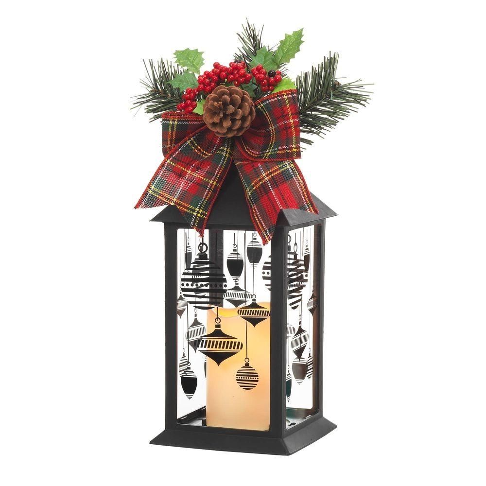 Home Accents Holiday 13 In. Black Plastic Lantern With Outdoor Resin In Outdoor Holiday Lanterns (Photo 6 of 20)