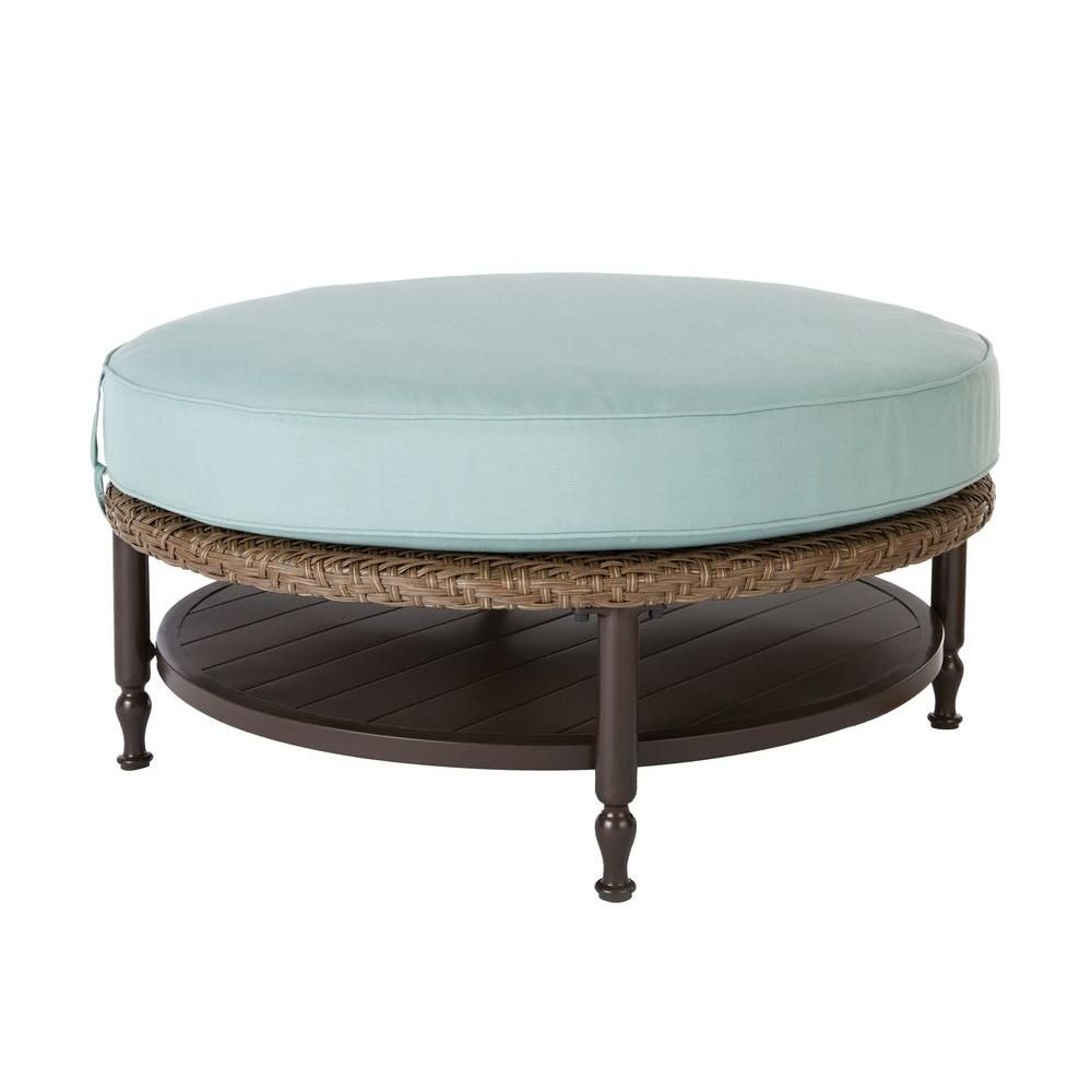 Home Decorators Collection Bolingbrook Round Patio Ottoman/coffee For Elba Ottoman Coffee Tables (Photo 5 of 30)
