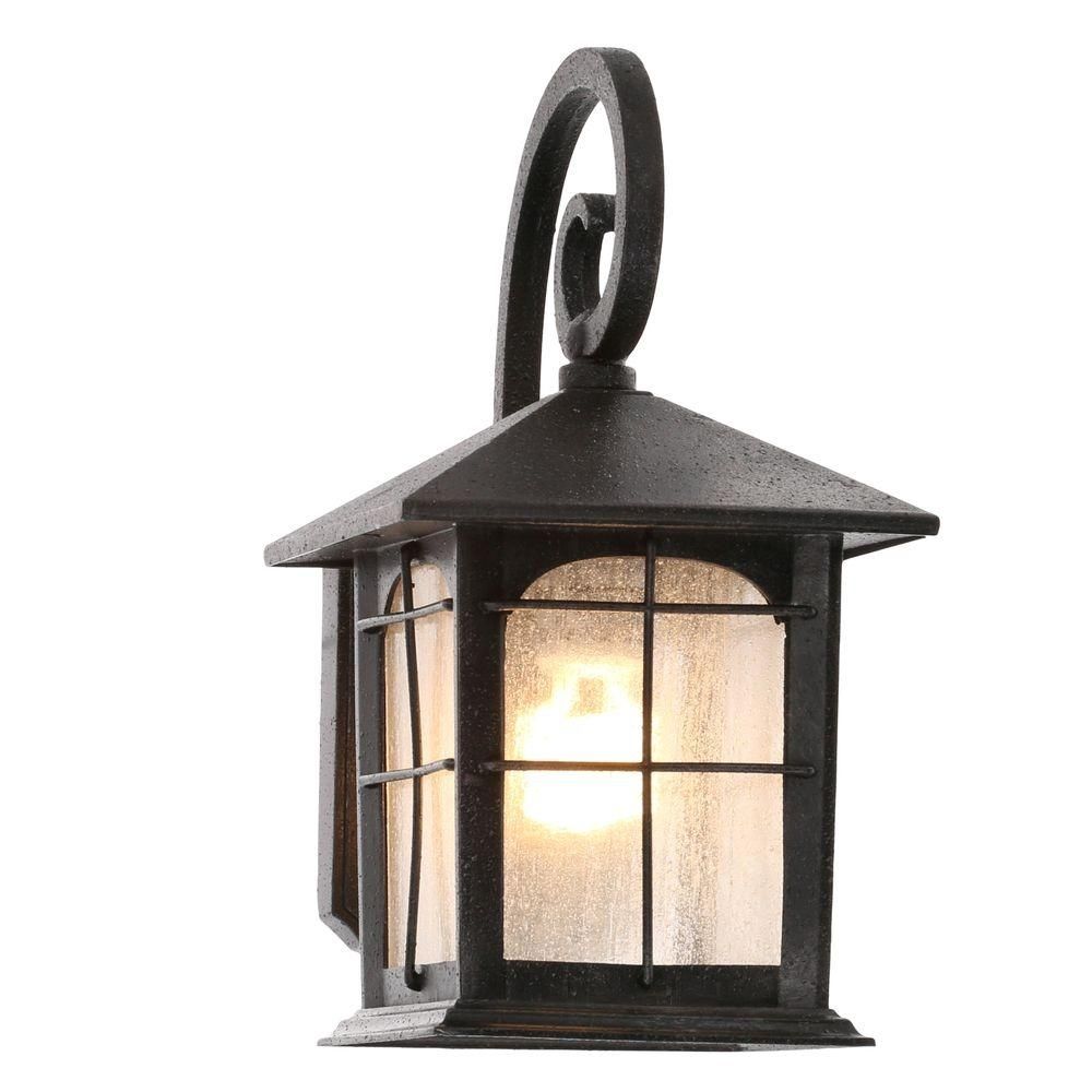 Home Decorators Collection Brimfield 1 Light Aged Iron Outdoor Wall Pertaining To Home Depot Outdoor Lanterns (View 4 of 20)