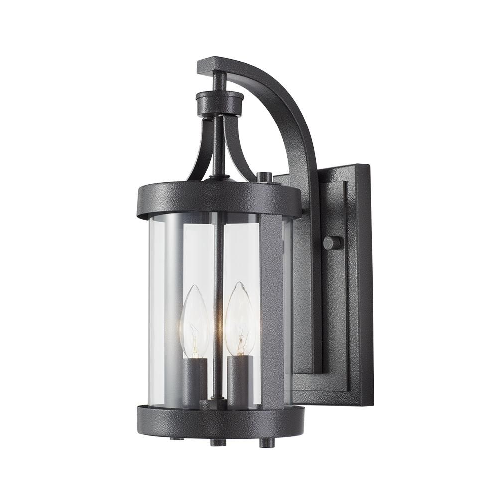 Home Decorators Collection Caged 2 Light Aged Iron Large Outdoor Regarding Large Outdoor Wall Lanterns (Photo 8 of 20)