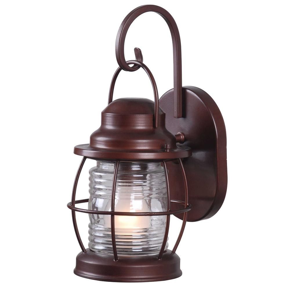 Home Decorators Collection Harbor 1 Light Copper Outdoor Small Wall In Rustic Outdoor Electric Lanterns (View 6 of 20)