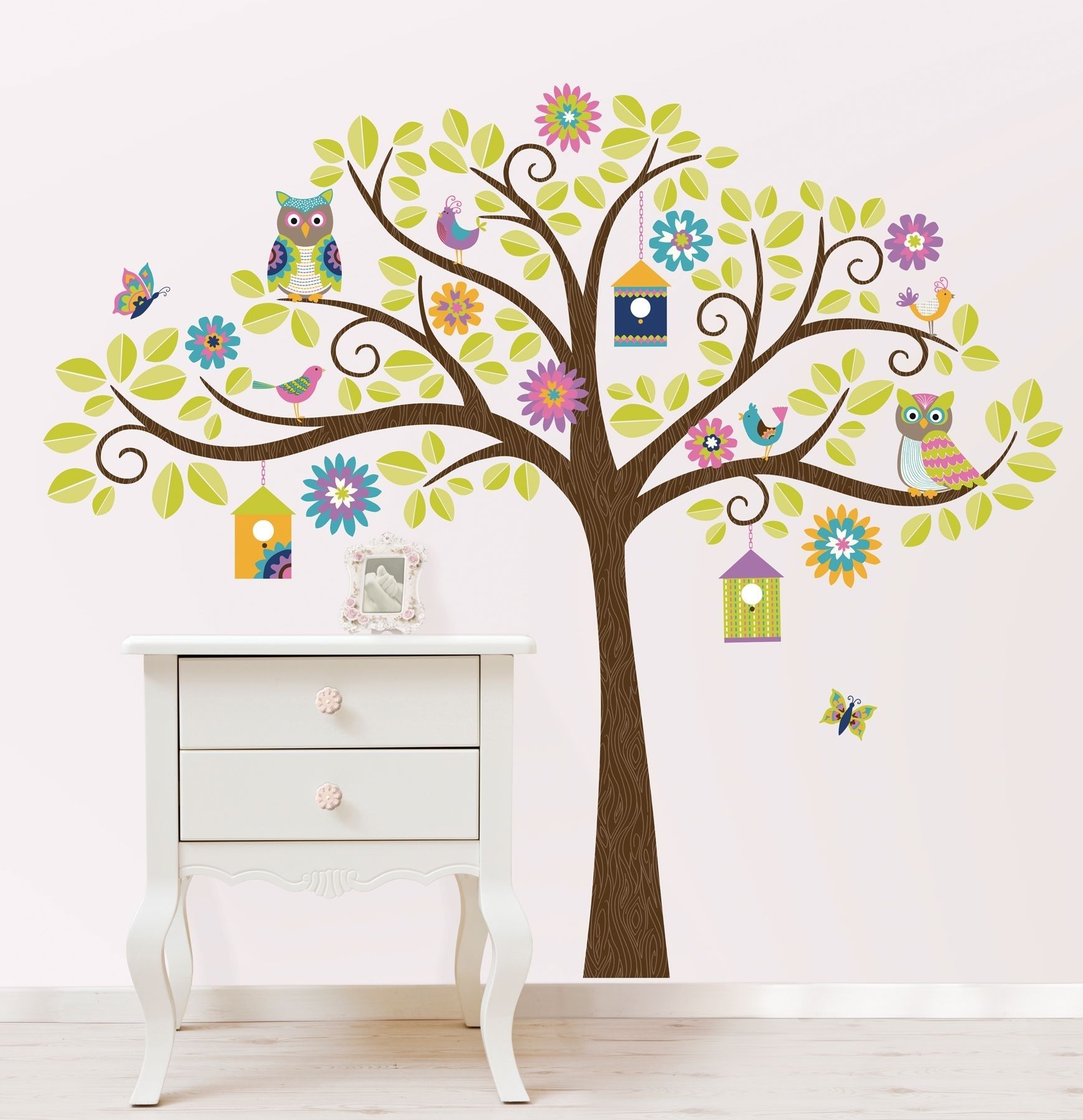 Hoot And Hang Out Tree Wall Art Sticker Kit Intended For Wall Tree Art (View 18 of 20)