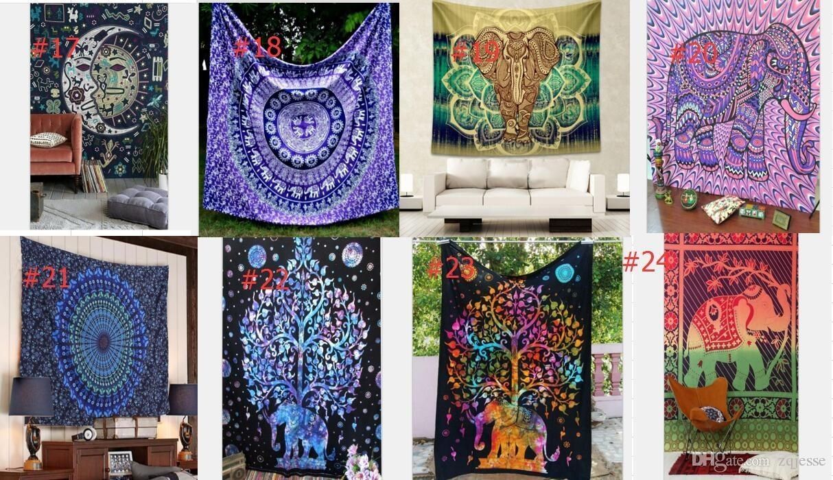Hot Hippy Mandala Tapestry Bohemian Elephant Wall Hanging Regarding Bohemian Wall Art (Photo 17 of 20)