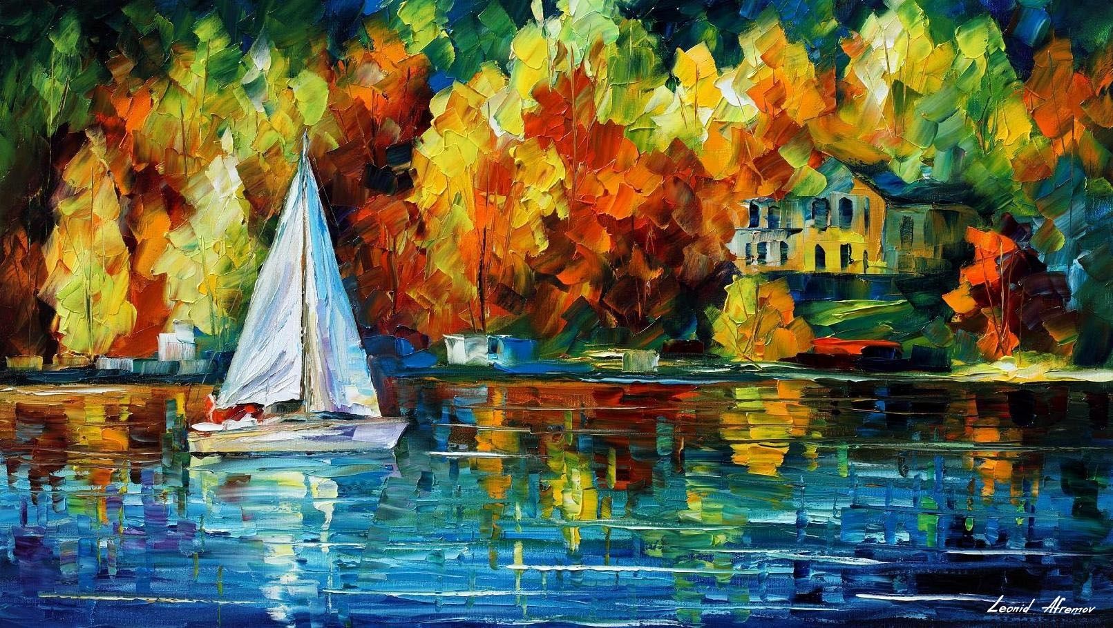 House Of The Lake — Palette Knife Oil Painting On Canvasleonid For Lake House Wall Art (Photo 12 of 20)