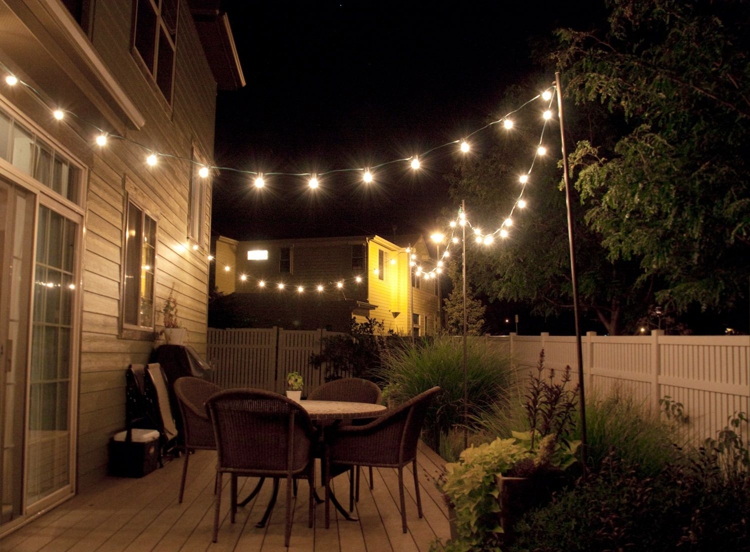 How To Make Inexpensive Poles To Hang String Lights On – Café Style Inside Outdoor Lawn Lanterns (Photo 1 of 20)