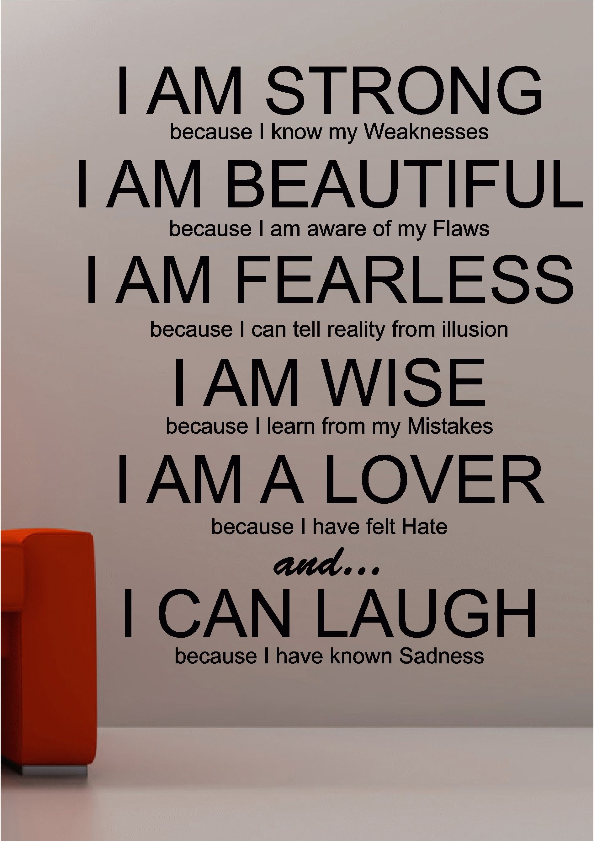 I Am Strong Inspirational Wall Art Quote Sticker Vinyl Lounge Throughout Wall Art Quotes (View 12 of 20)
