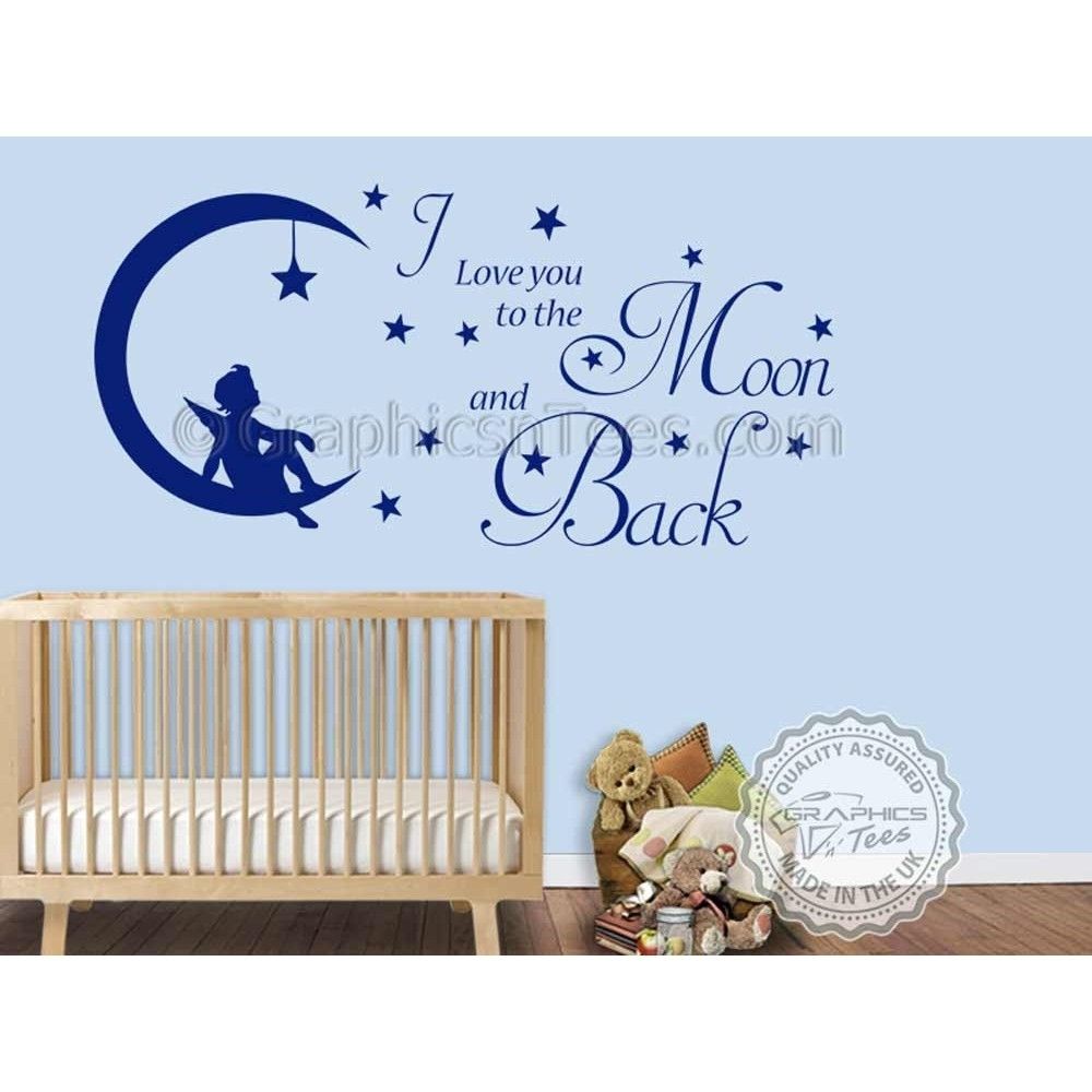 I Love You To The Moon And Back Wall Sticker Quote, Baby Boy Girl Throughout I Love You To The Moon And Back Wall Art (View 11 of 20)