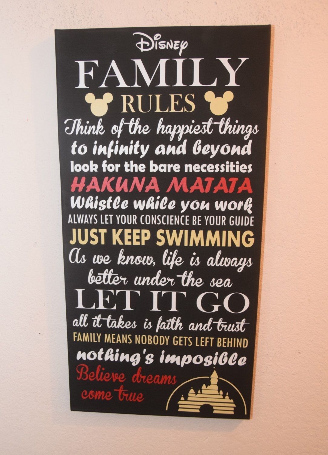 Inspirational Quote Sign, Family Rules Sign, Unique Disney Wall In Family Rules Wall Art (View 15 of 20)