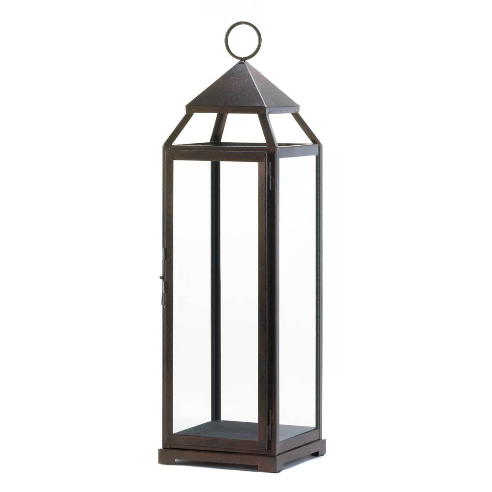 Iron Candle Lantern, Large Decorative Candle Lanterns For Patio With Outdoor Bronze Lanterns (Photo 10 of 20)