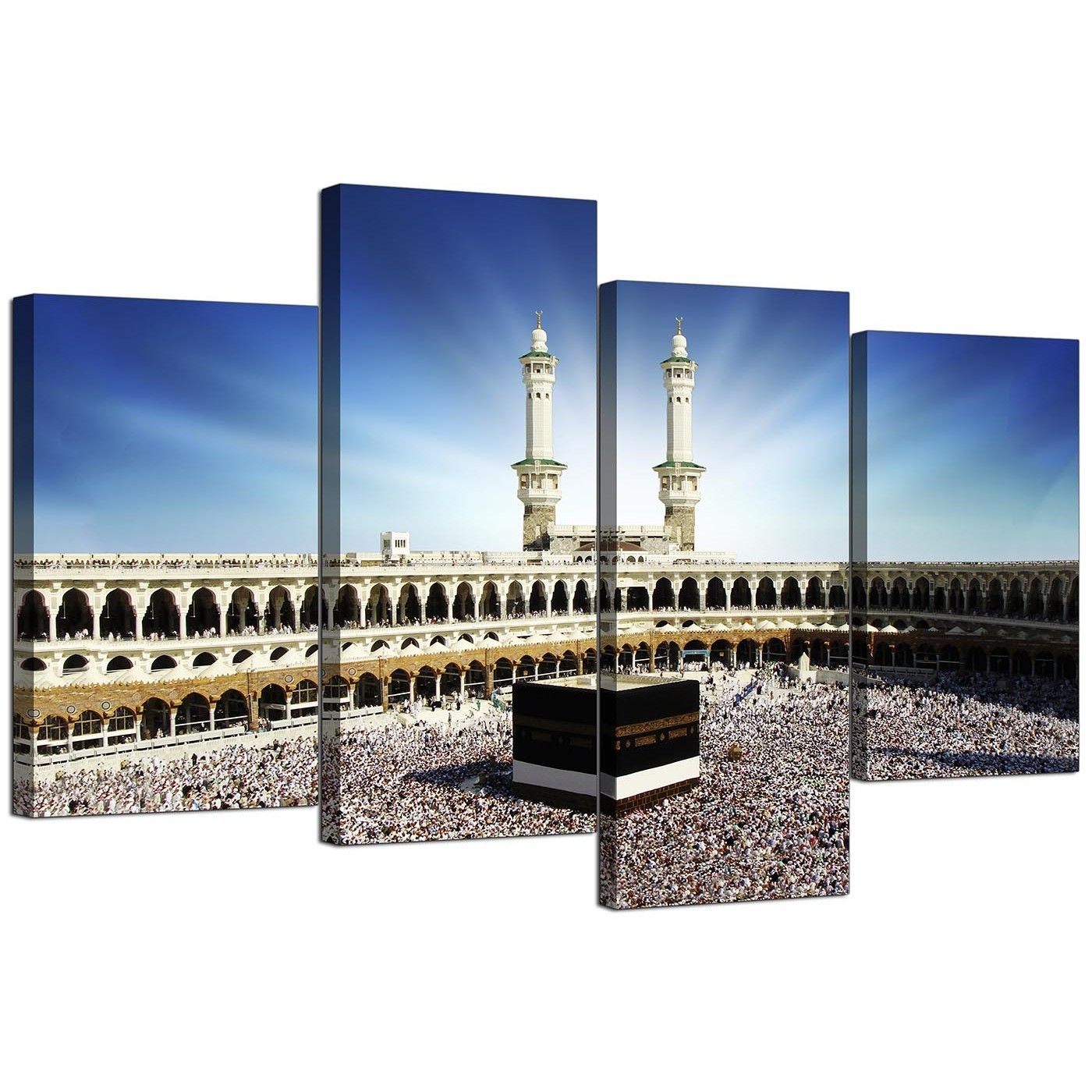 Islamic Canvas Wall Art Of Kaaba Hajj In Mecca For Muslims – Set Of 4 Inside Cheap Canvas Wall Art (View 3 of 20)