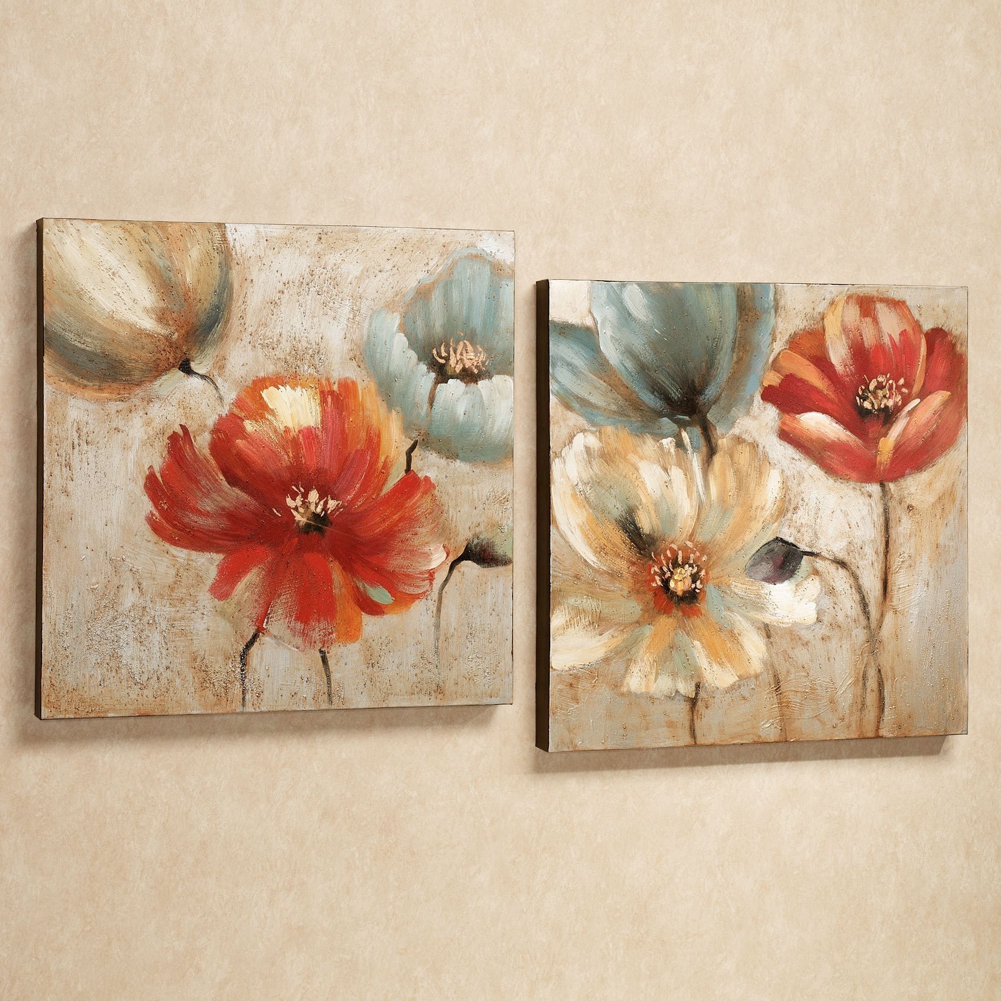 Joyful Garden Floral Canvas Wall Art Set Throughout Canvas Wall Art Sets (Photo 8 of 20)