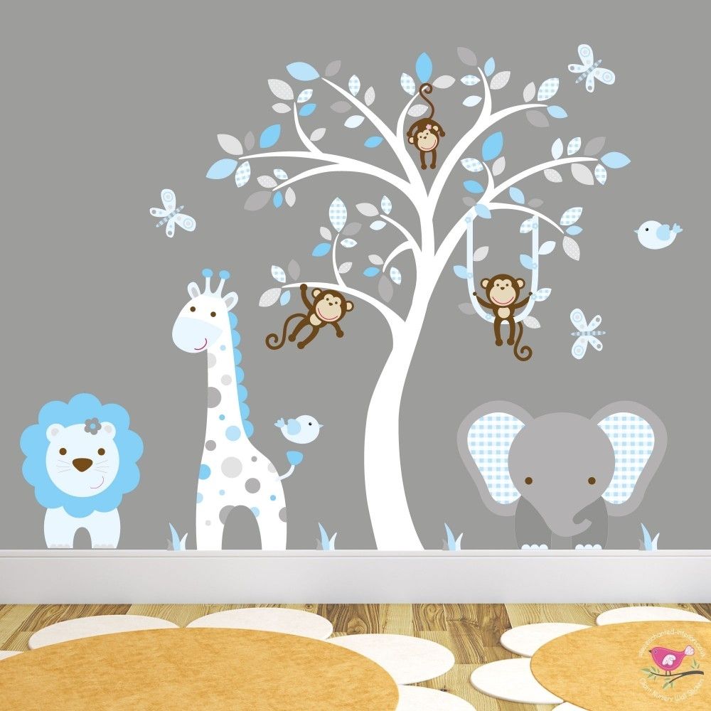 Jungle Animal Nursery Wall Art Stickers Intended For Wall Art Decals (View 16 of 20)