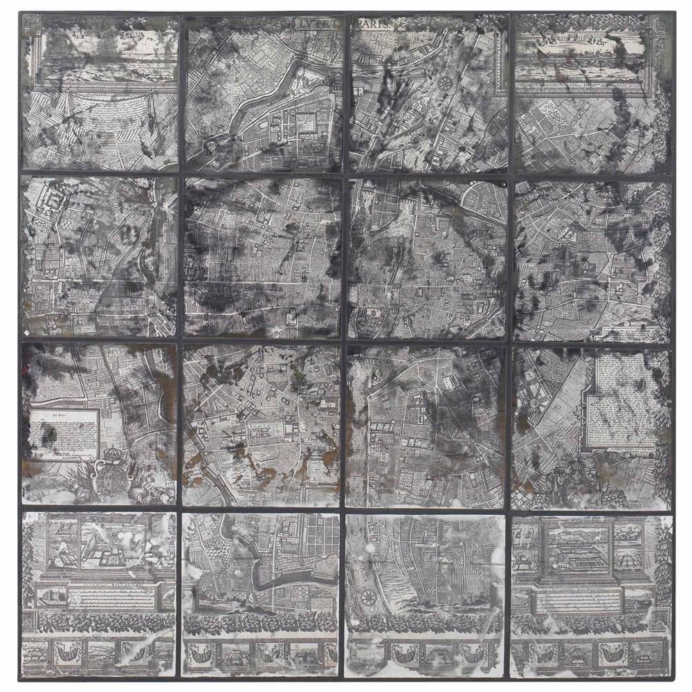 Kase Industrial Loft Dark Antique Mirror Parisian Map Wall Art Throughout Map Of Paris Wall Art (Photo 14 of 20)