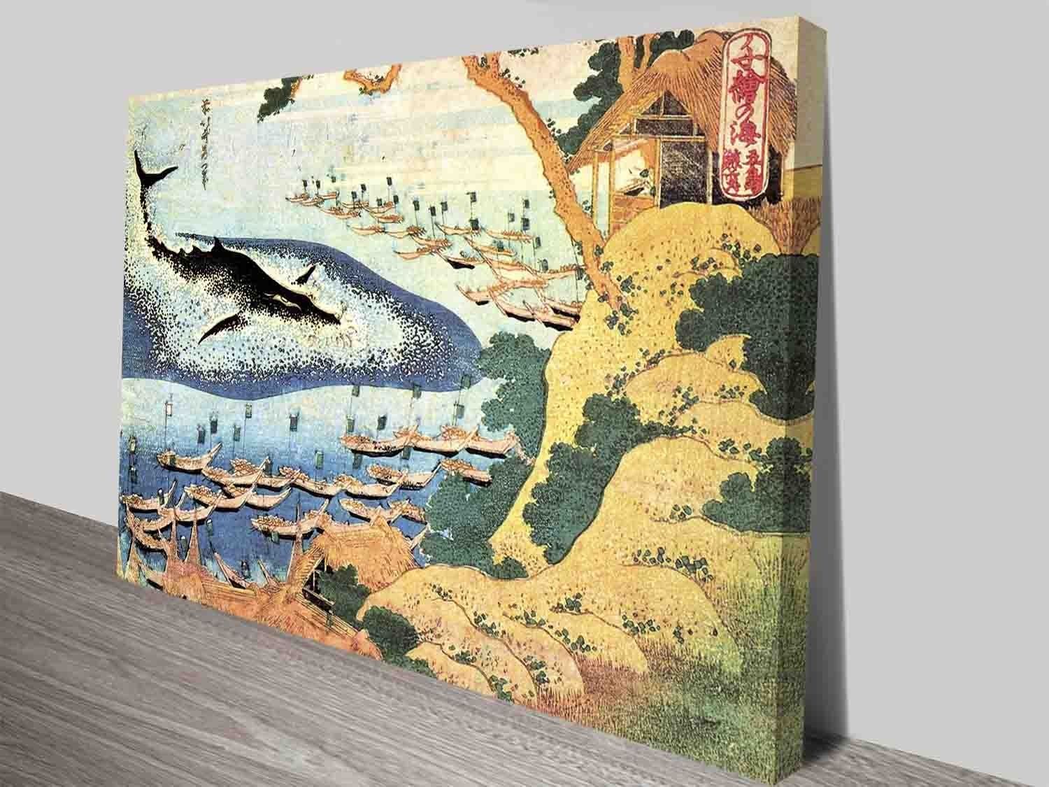 Katsushika Hokusai Ocean Landscape And Whale Wall Art Prints On Pertaining To Whale Canvas Wall Art (View 2 of 20)