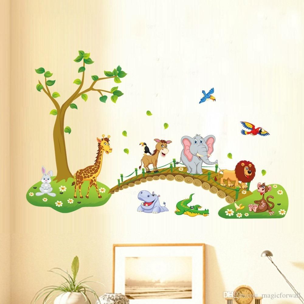 Kids Babies Boys Girls Room Wall Decor Poster Cartoon Animals Lined Pertaining To Baby Wall Art (Photo 1 of 20)