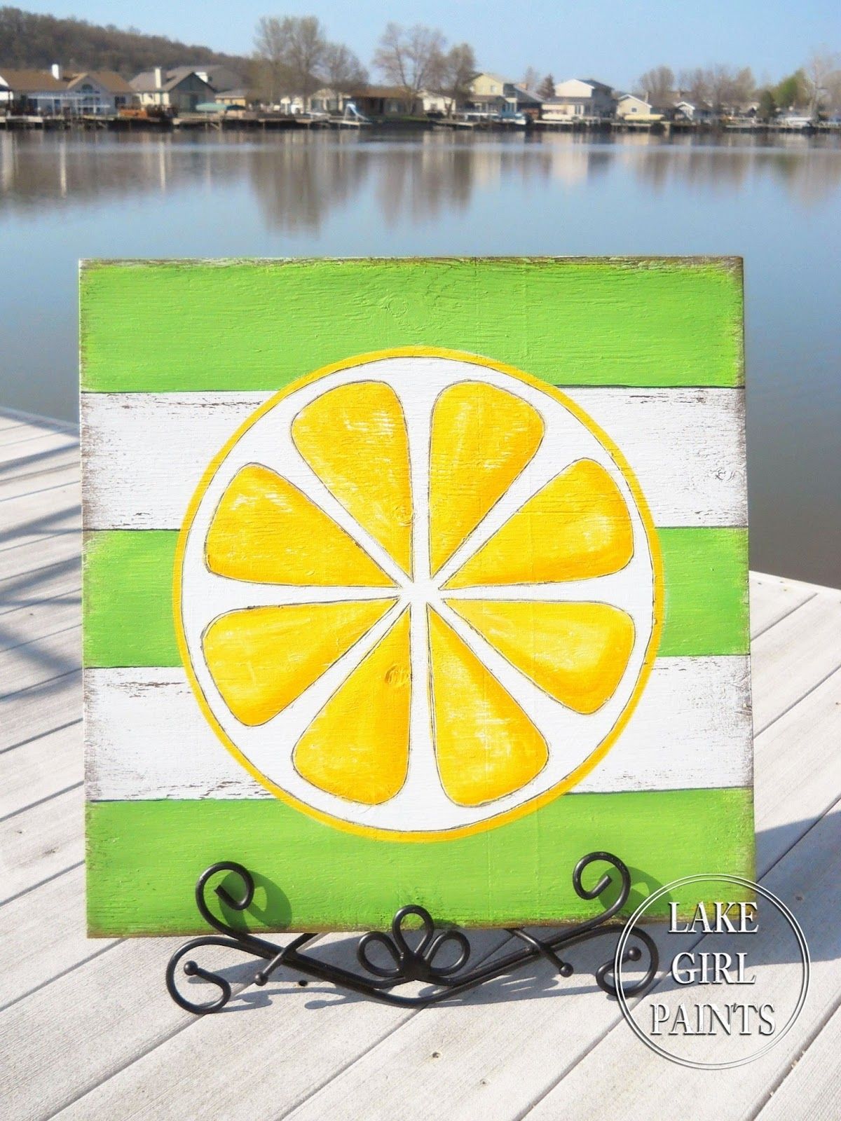 Lake Girl Paints: Diy Wall Art – Citrus Stripes Regarding Lemon Wall Art (View 6 of 20)