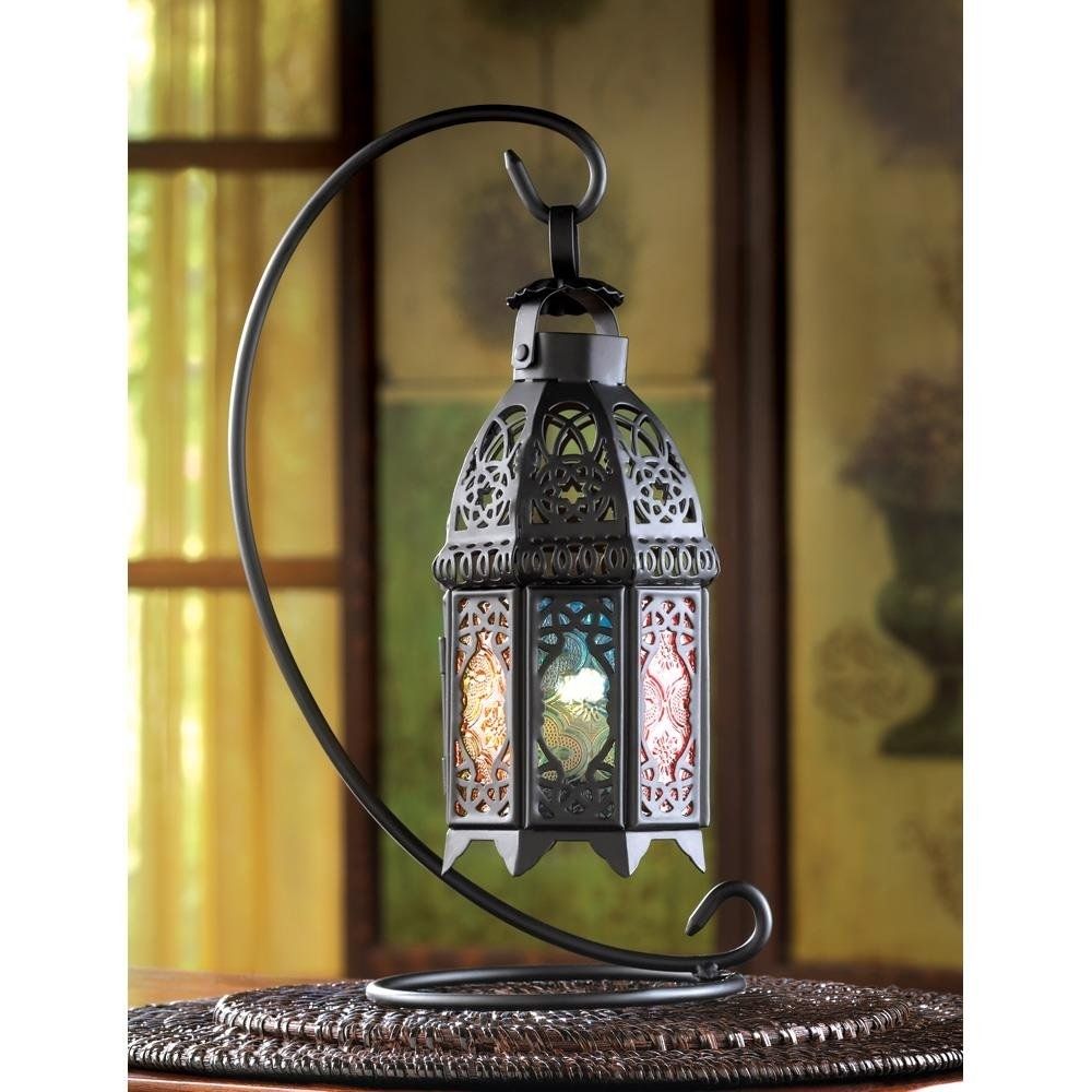 Lantern Light Stand, Rainbow Moroccan Glass Candle Outdoor Standing Throughout Outdoor Standing Lanterns (View 12 of 20)