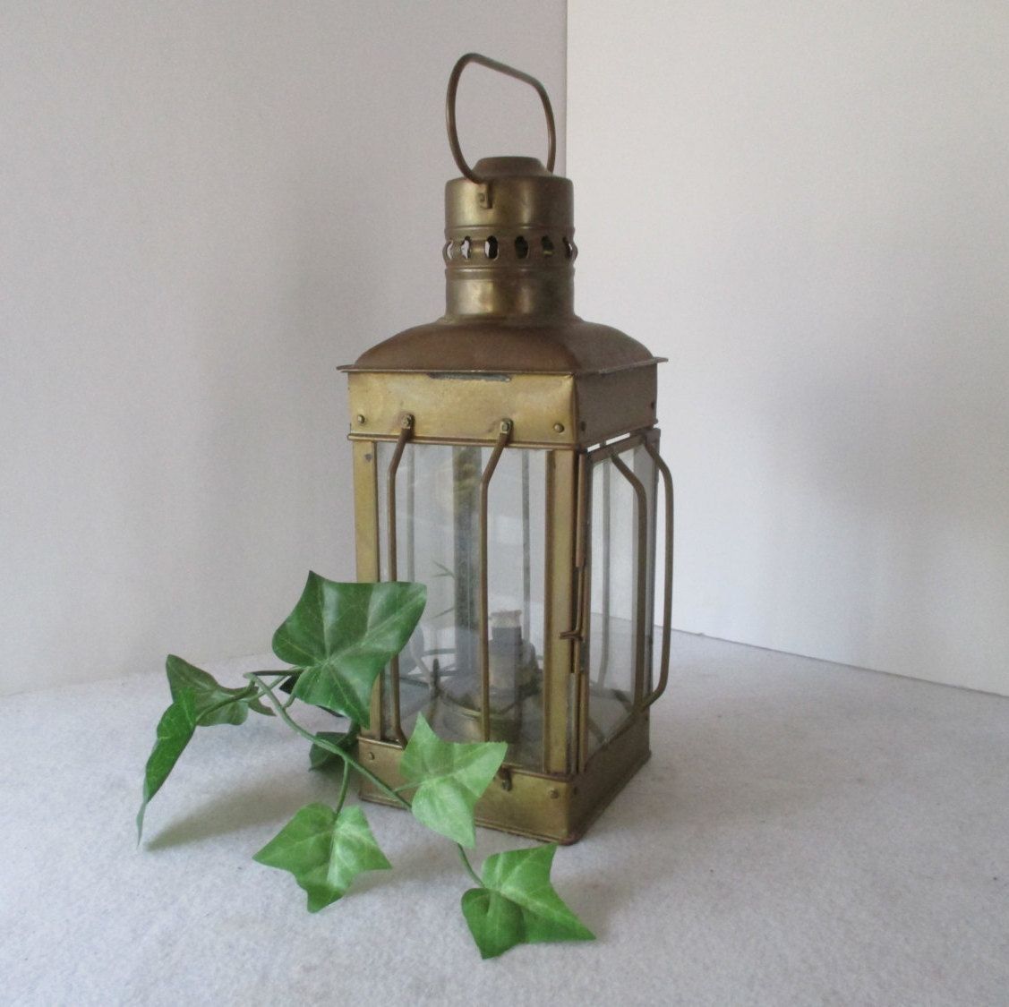 Lantern, Vintage Alcohol Or Candle Hurricane Lamp, Metal, Hanging Within Etsy Outdoor Lanterns (Photo 7 of 20)