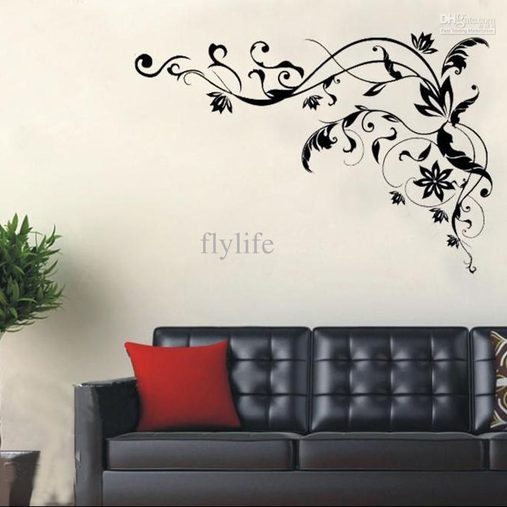 Large Black Vine Art Wall Decals, Diy Home Wall Decor Stickers For Inside Home Wall Art (Photo 8 of 20)