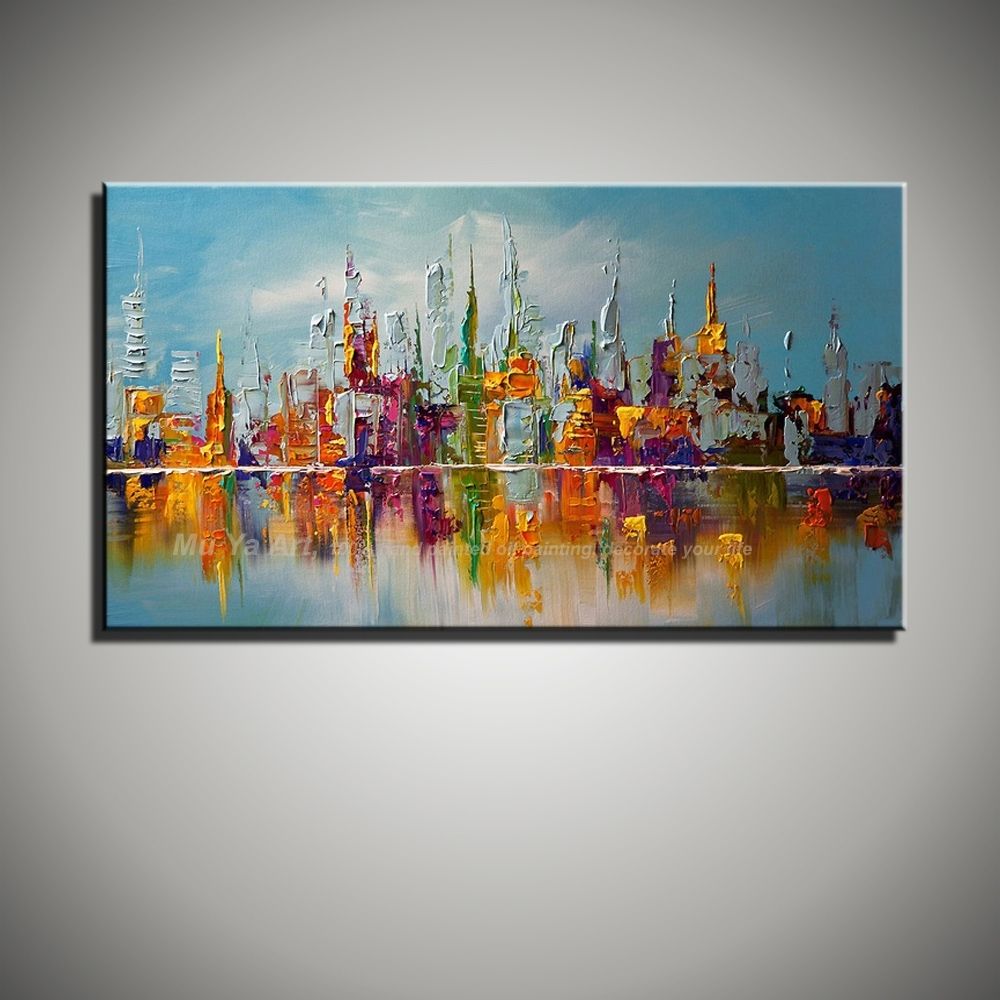 Large Canvas Wall Art Abstract Modern Decorative Pictures New York With Large Canvas Painting Wall Art (Photo 4 of 20)