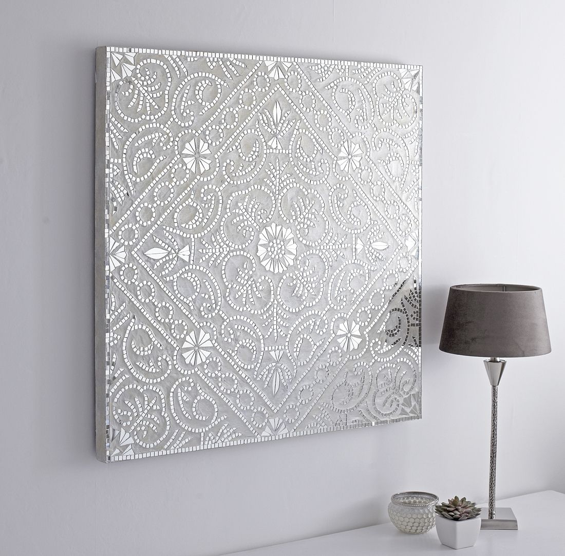 Large Decorative Mosaic Wall Art | | Primrose & Plum Throughout White Wall Art (Photo 1 of 20)