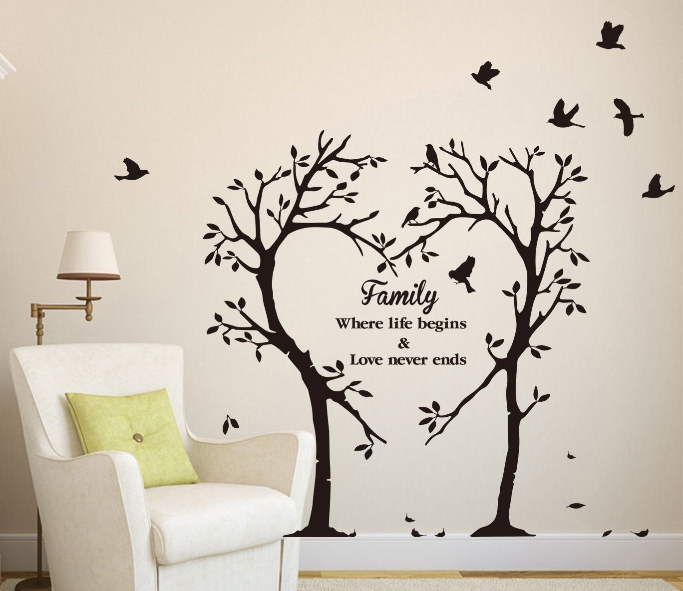 Large Family Inspirational Love Tree Wall Art Sticker, Wall Sticker For Family Tree Wall Art (Photo 13 of 20)