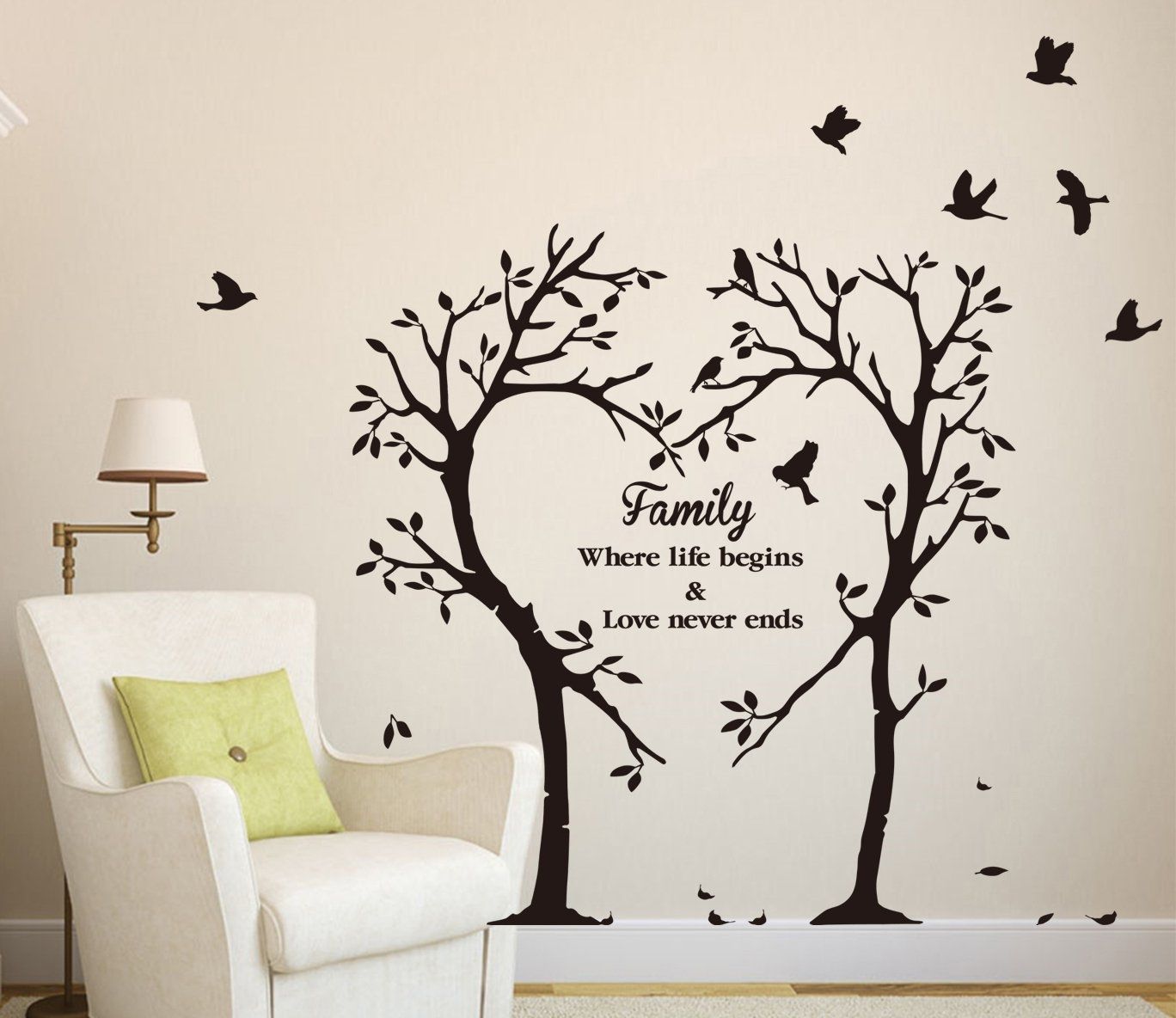 Large Family Inspirational Love Tree Wall Art Sticker, Wall Sticker Within Wall Tree Art (Photo 12 of 20)