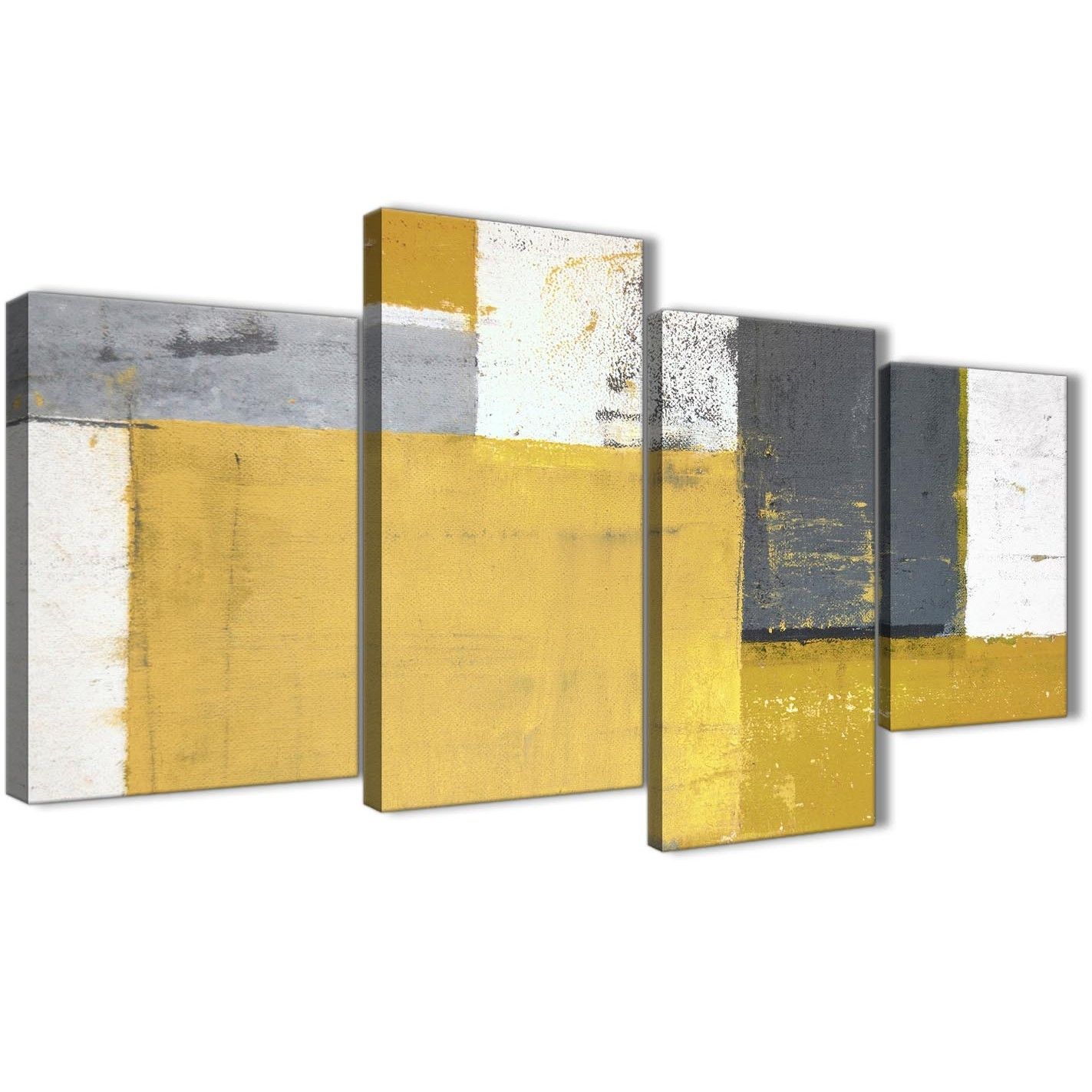 Large Mustard Yellow Grey Abstract Painting Canvas Wall Art Print With Yellow And Grey Wall Art (View 10 of 20)