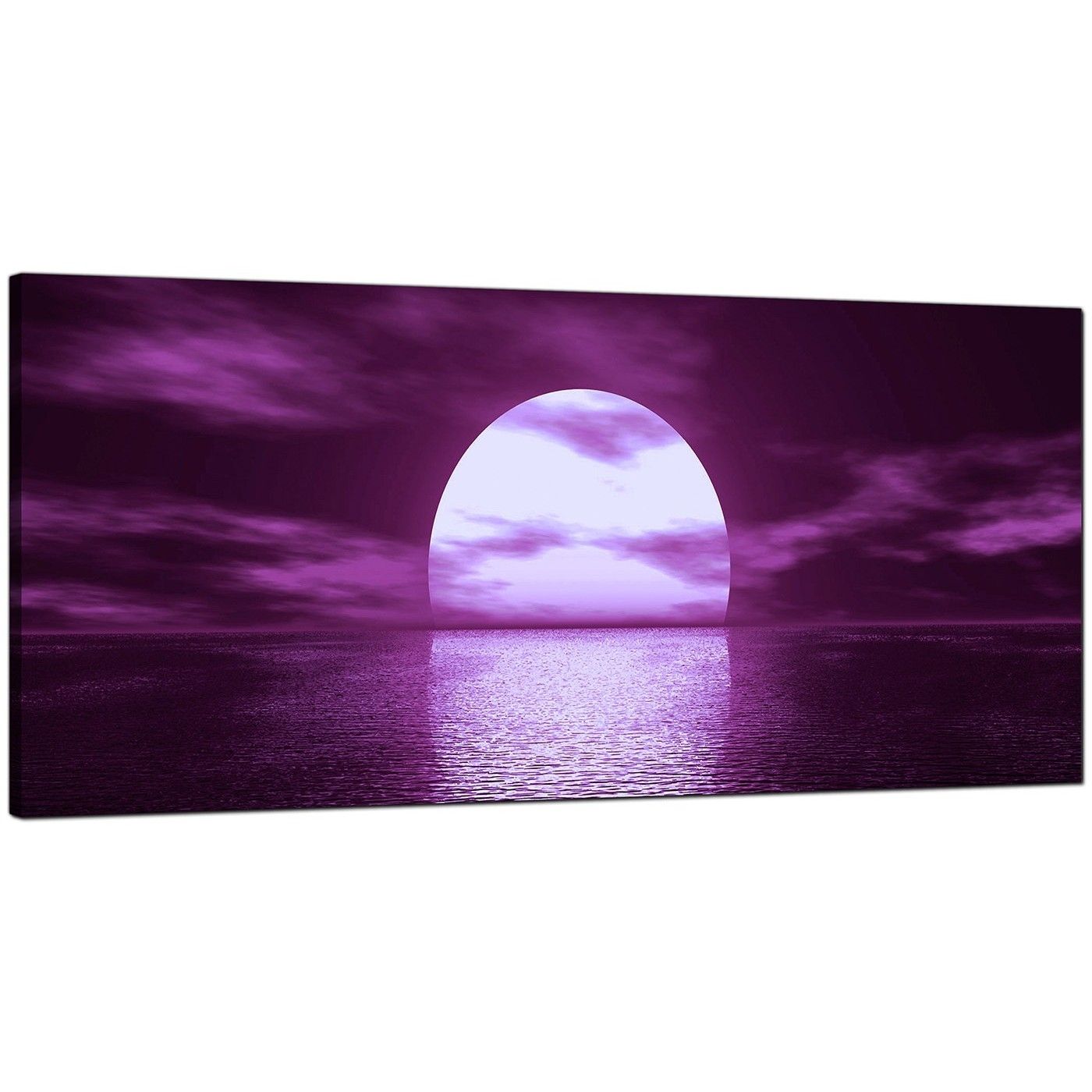 Large Purple Canvas Art Of A Sea Sunset For Purple Wall Art (Photo 13 of 20)