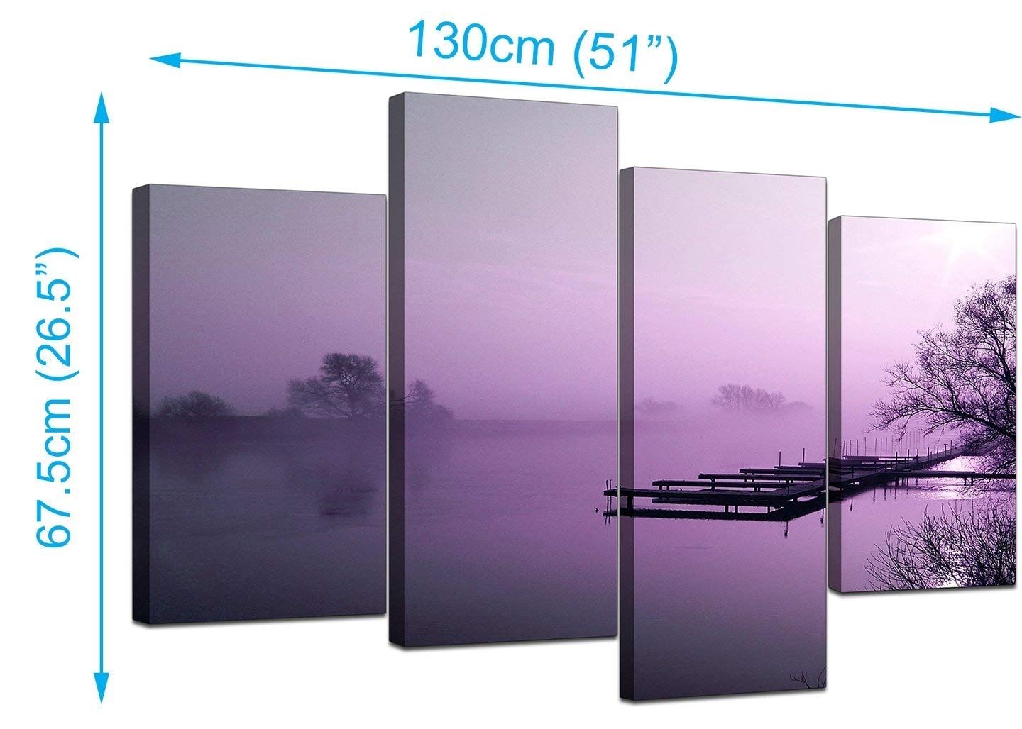 Large Purple Landscape Bedroom Canvas Wall Art Pictures 130cm Set Pertaining To Purple And Grey Wall Art (View 20 of 20)