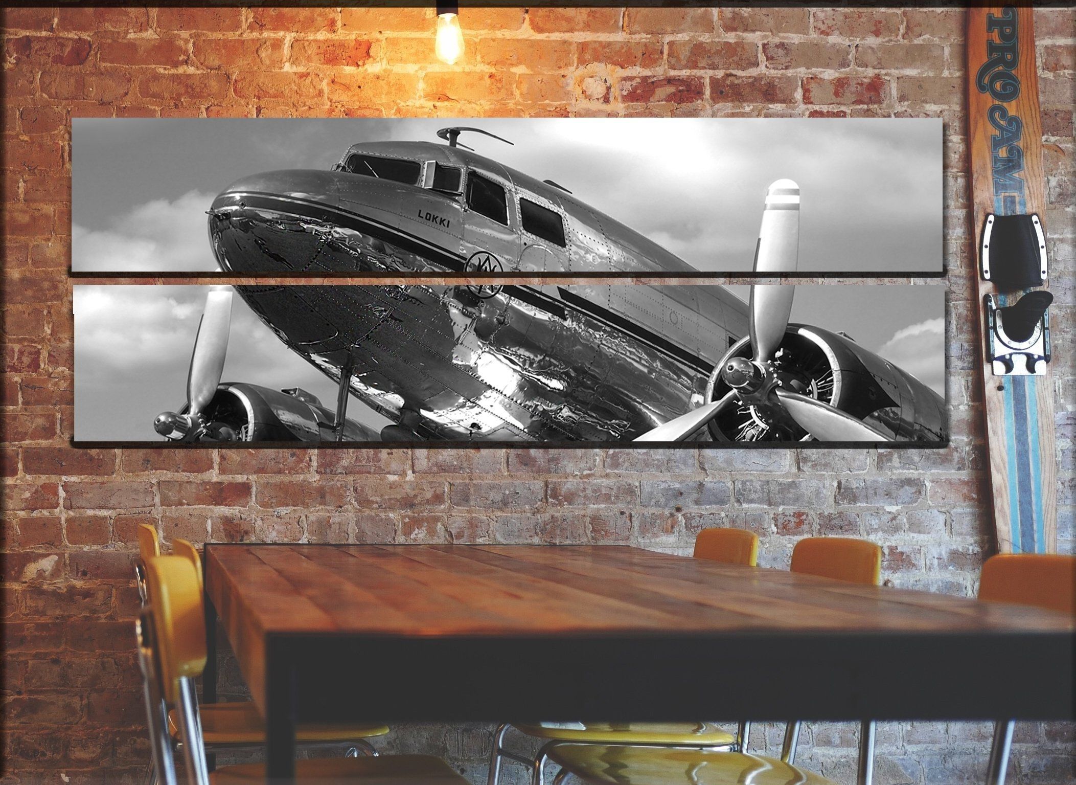 Large Vintage Airplane Wall Art Decor / Vintage Aircraft Picture On Intended For Aviation Wall Art (View 16 of 20)