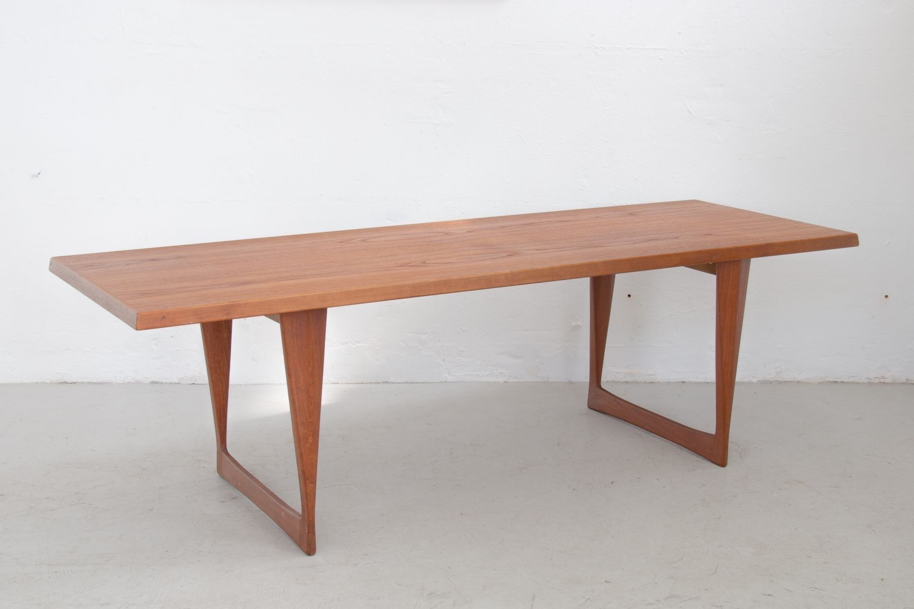 Large Vintage Teak Coffee Table With Skid Feet For Sale At Pamono Intended For Large Teak Coffee Tables (View 6 of 30)