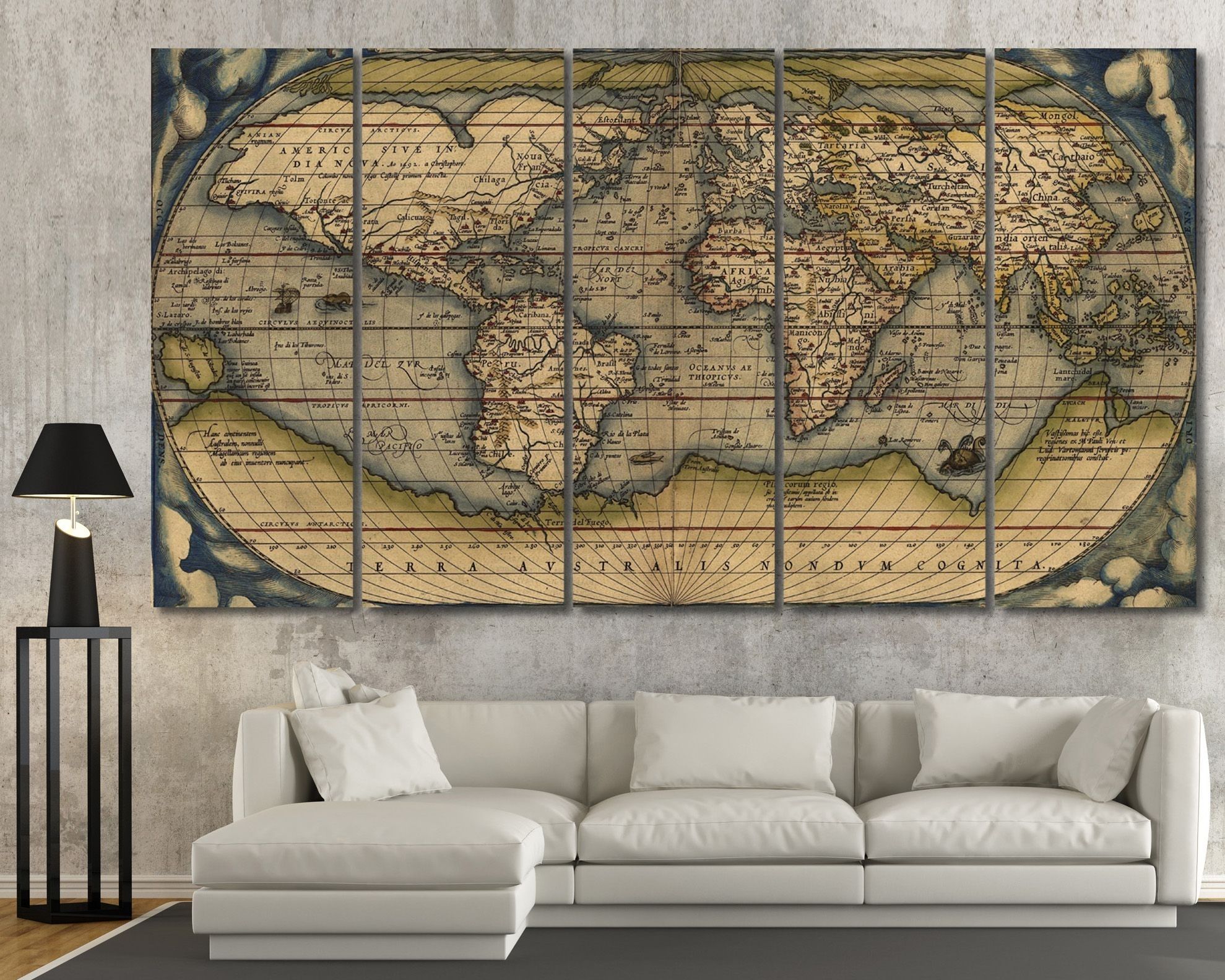 Large Vintage Wall Art Old World Map At Texelprintart | Art With Vintage Wall Art (Photo 3 of 20)