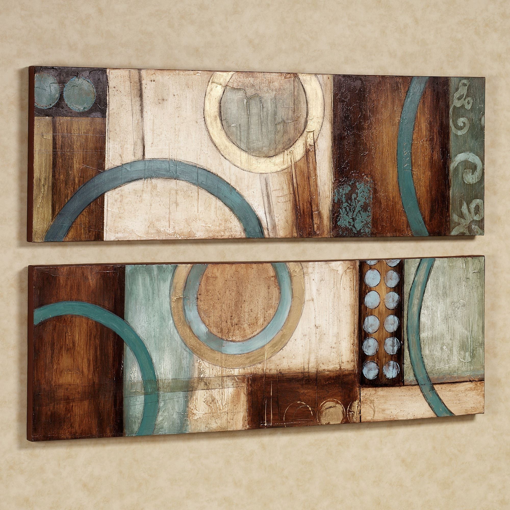 Lavare Canvas Wall Art Set Inside Teal And Brown Wall Art (View 2 of 20)