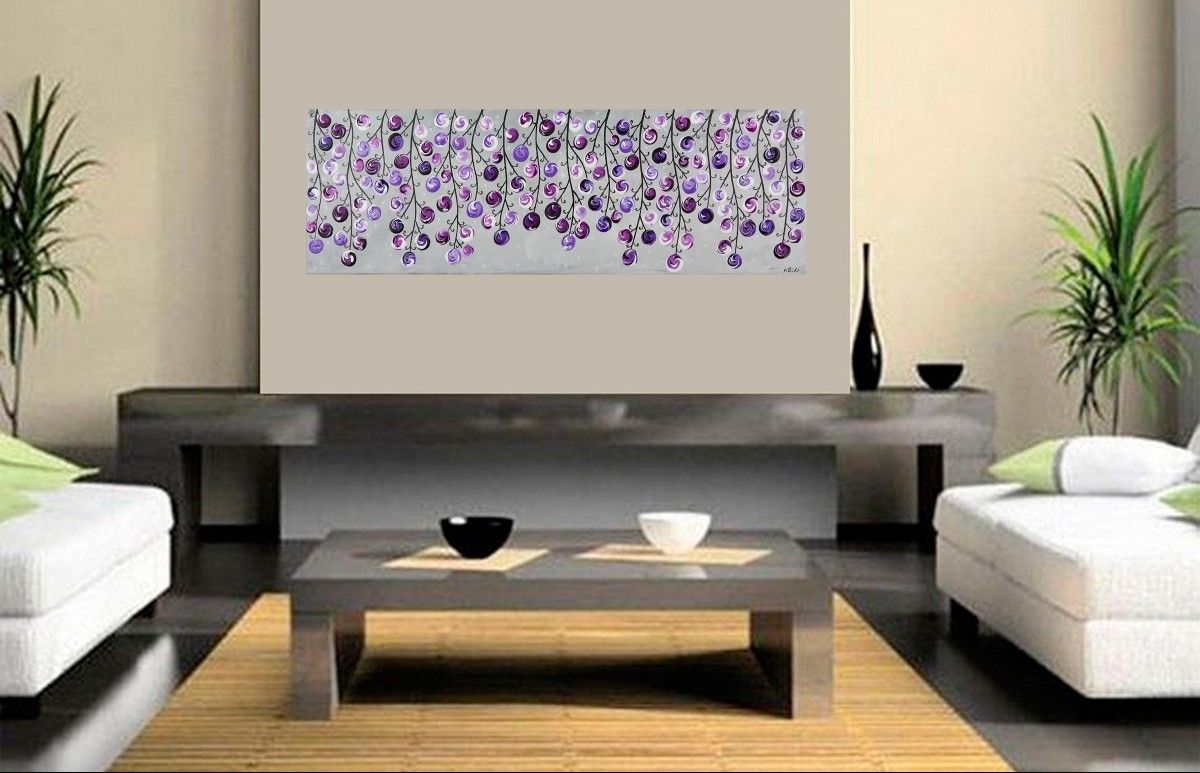 Lavender Waveqiqigallery 36" X 12" Original Colorful Abstract Intended For Purple And Grey Wall Art (View 8 of 20)