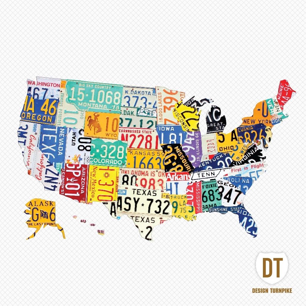 License Plate Wall Art | License Plate Usa Map In License Plate Map Wall Art (Photo 4 of 20)