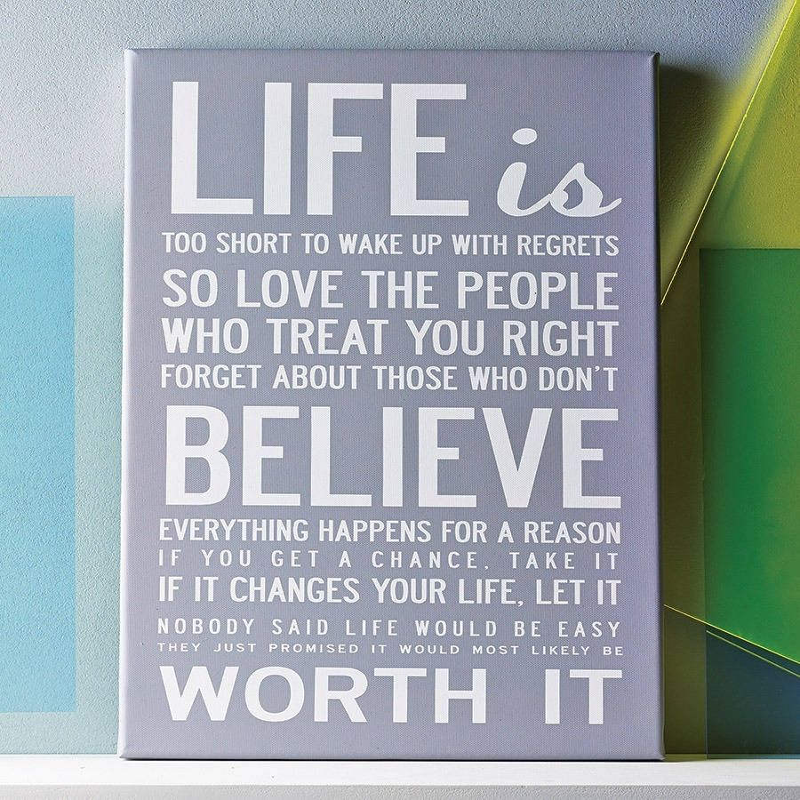 Life Is Too Short' Quote Print Or Canvasi Love Design In Canvas Wall Art Quotes (View 1 of 20)